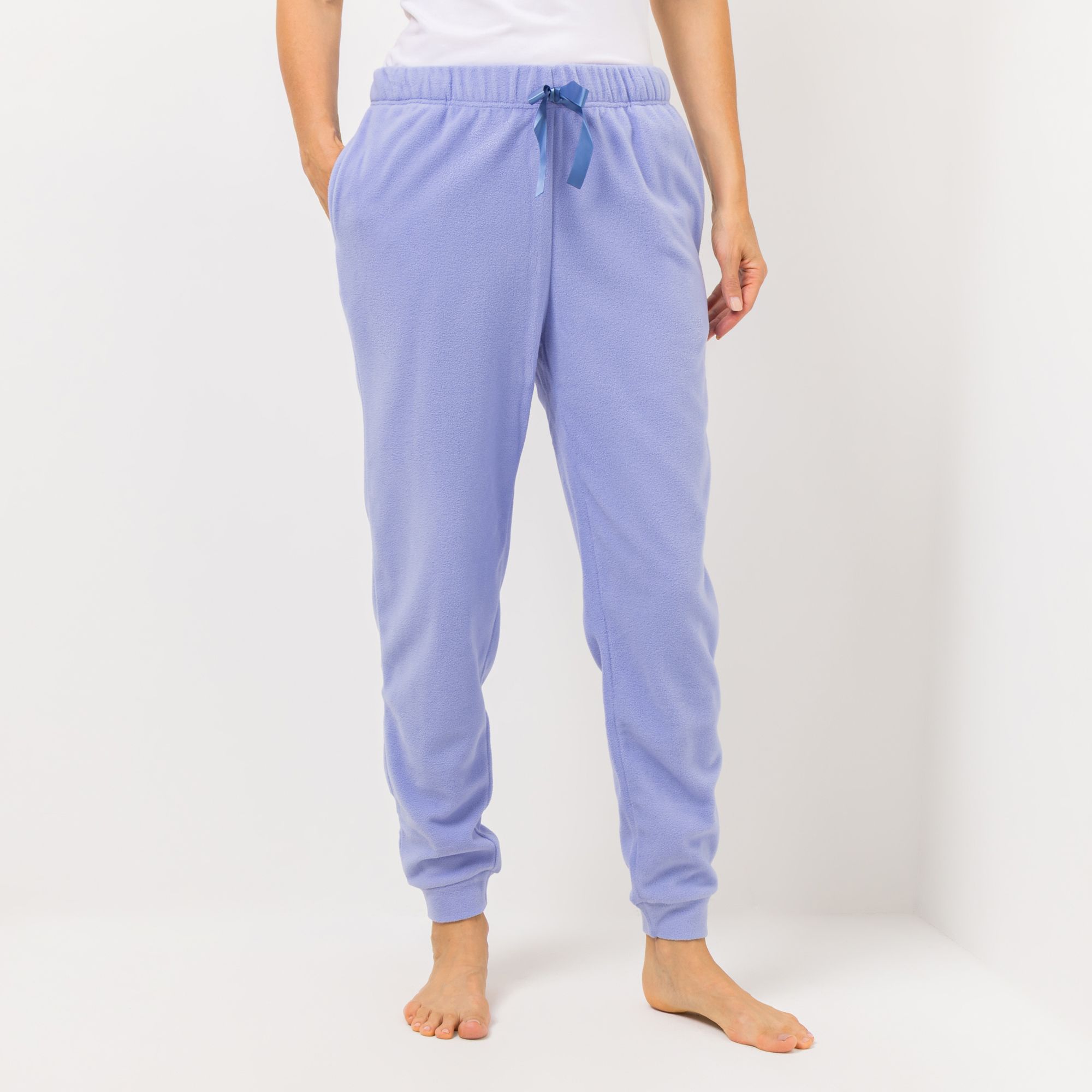 POLARSTERN HOMEWEAR Hose Mikrofaser Fleece Rundumdehnbund mit Satinschleife