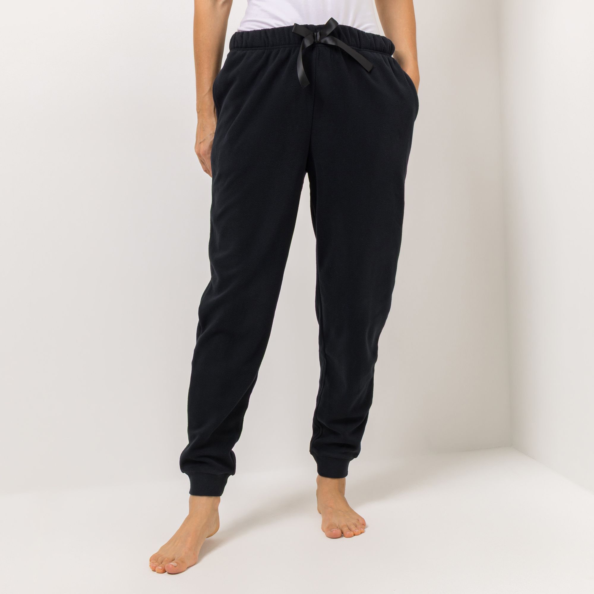 POLARSTERN HOMEWEAR Hose Mikrofaser Fleece Rundumdehnbund mit Satinschleife