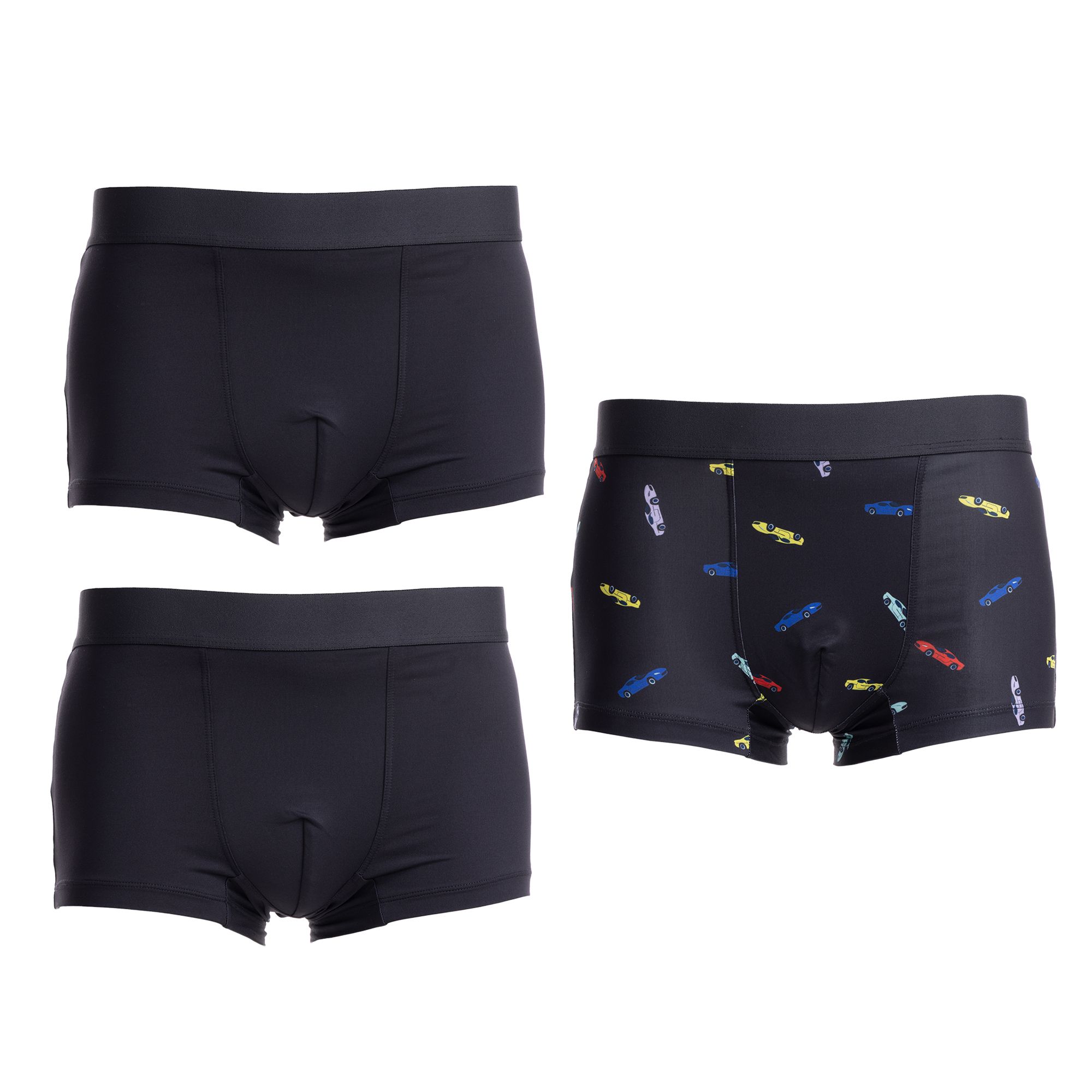 MEN'S TOUCH 3 Retropants Mikrofaser Elastischer Bund 2x uni, 1x bedruckt