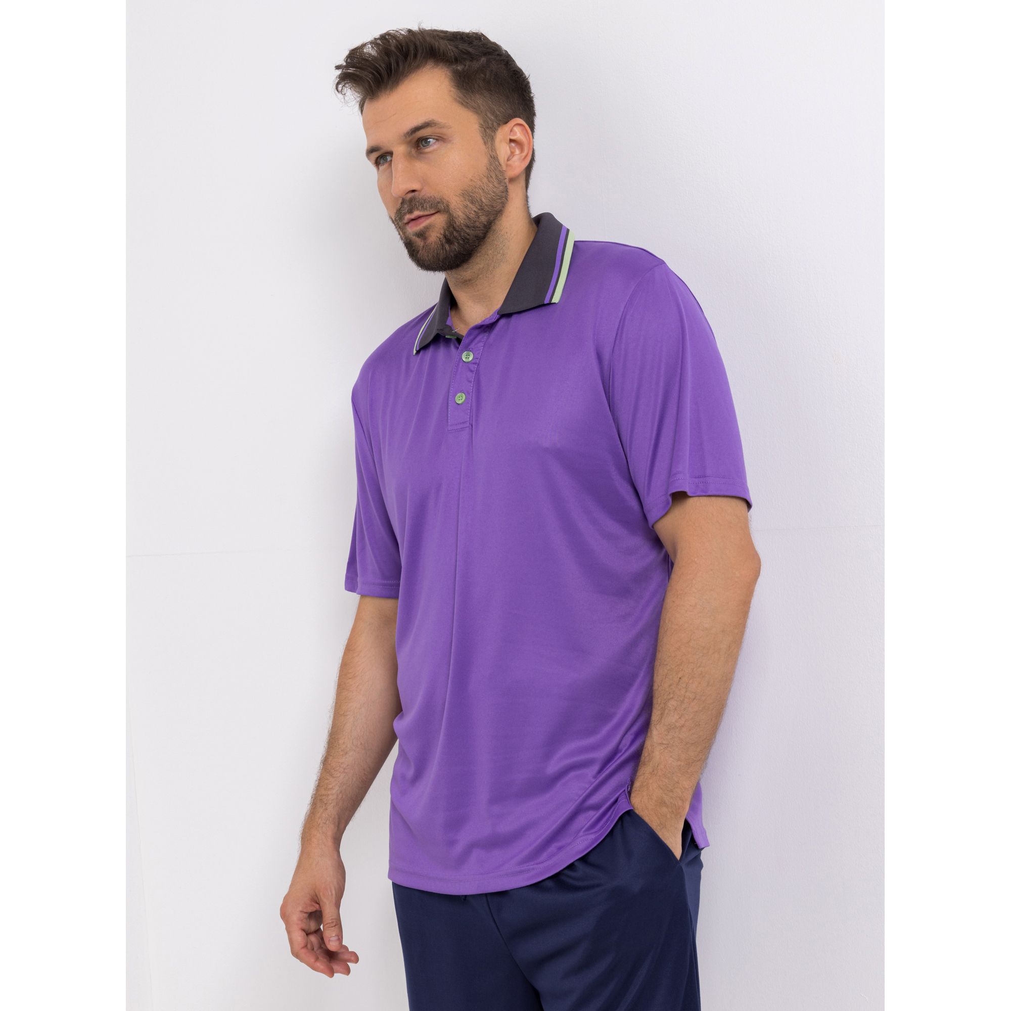 MEN'S TOUCH Poloshirt, 1/2-Arm Mikrofaser Kontraststreifen kurze Knopfleiste