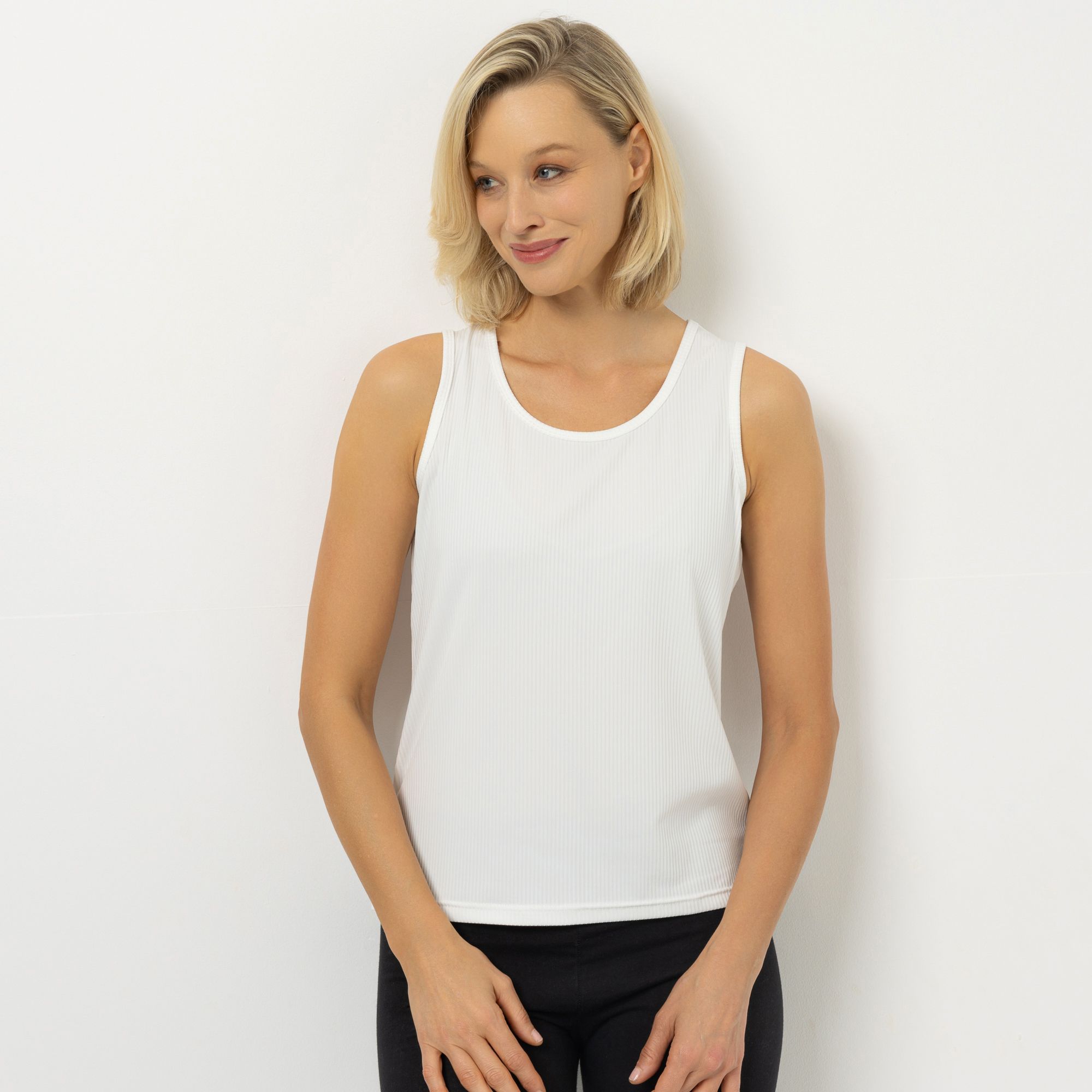 JERYMOOD HOMEWEAR Top, ohne Arm Rippenstruktur Seitenschlitze figurbetont