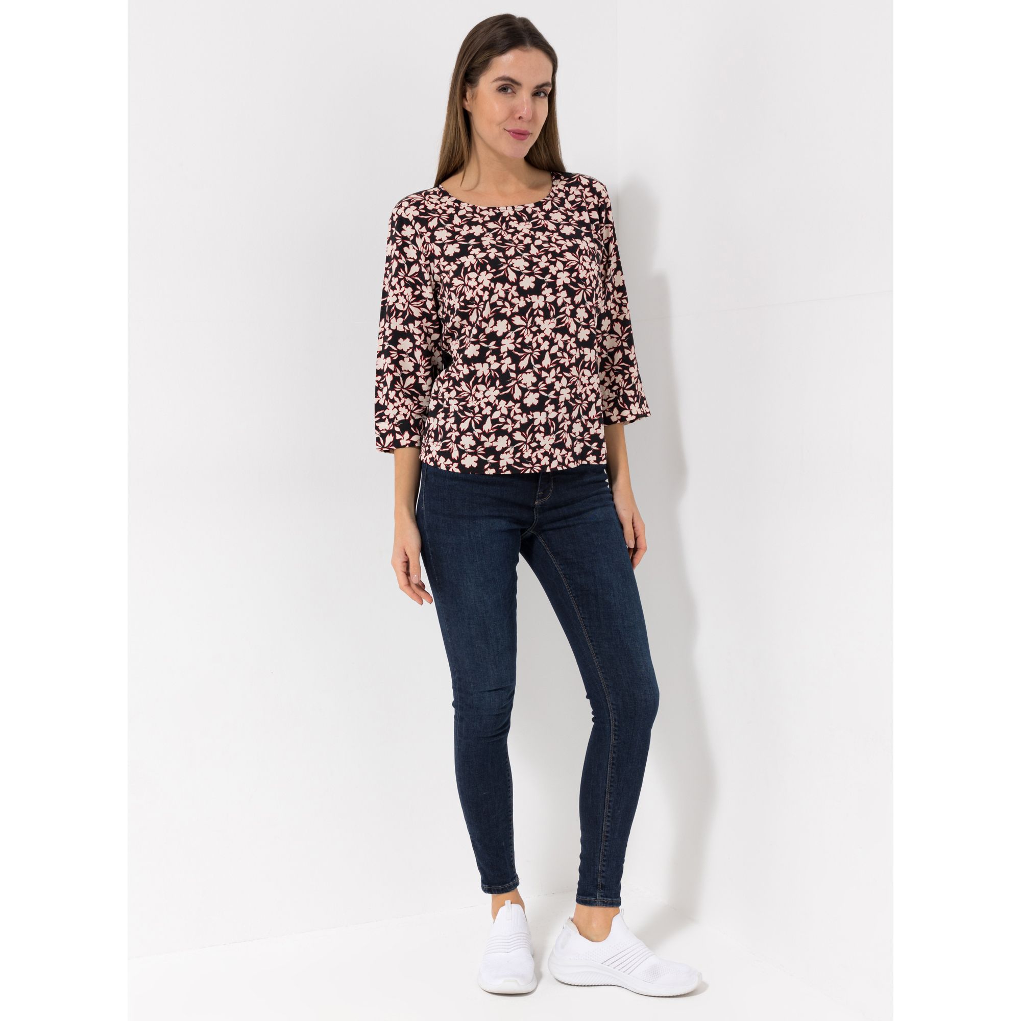 LOVELY SISTERS® Bluse 1/1-Arm Rundhalsausschnitt Materialmix