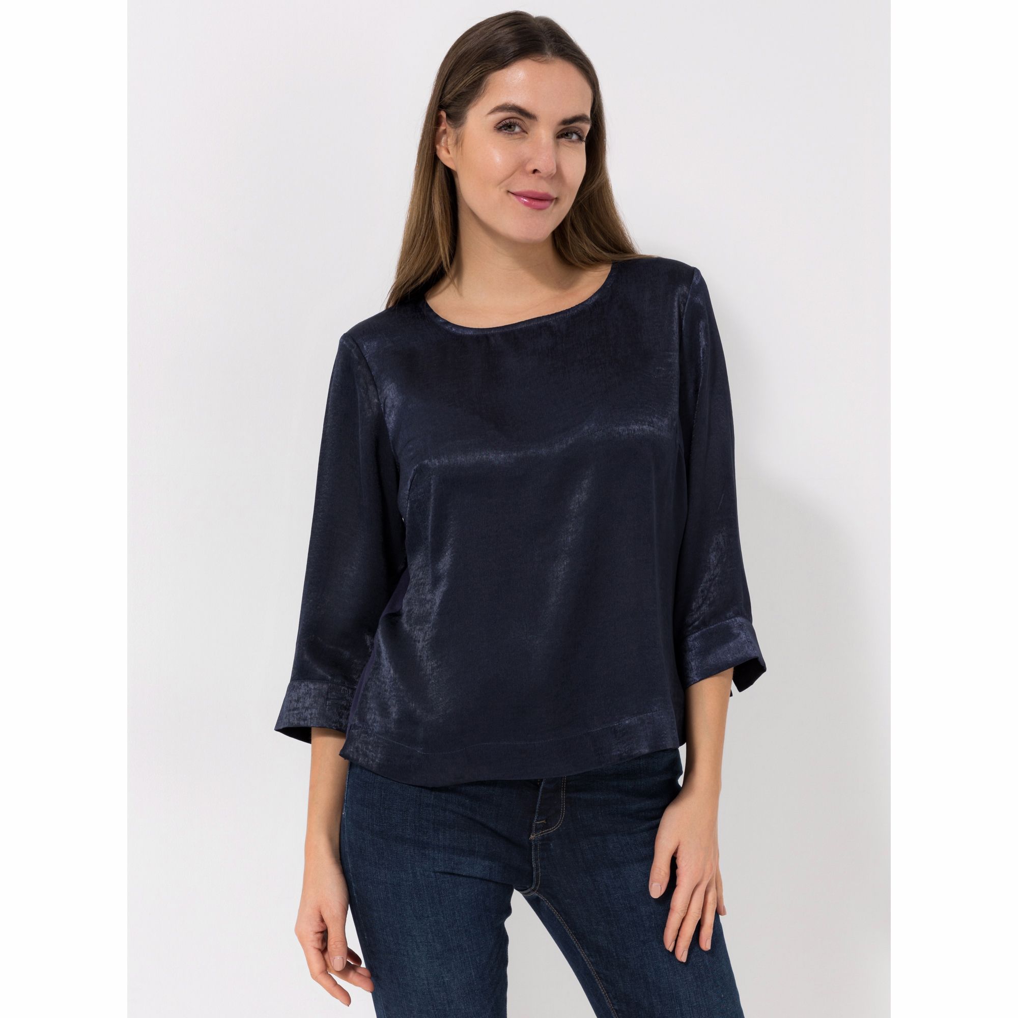 LOVELY SISTERS® Bluse 1/1-Arm Rundhalsausschnitt Materialmix