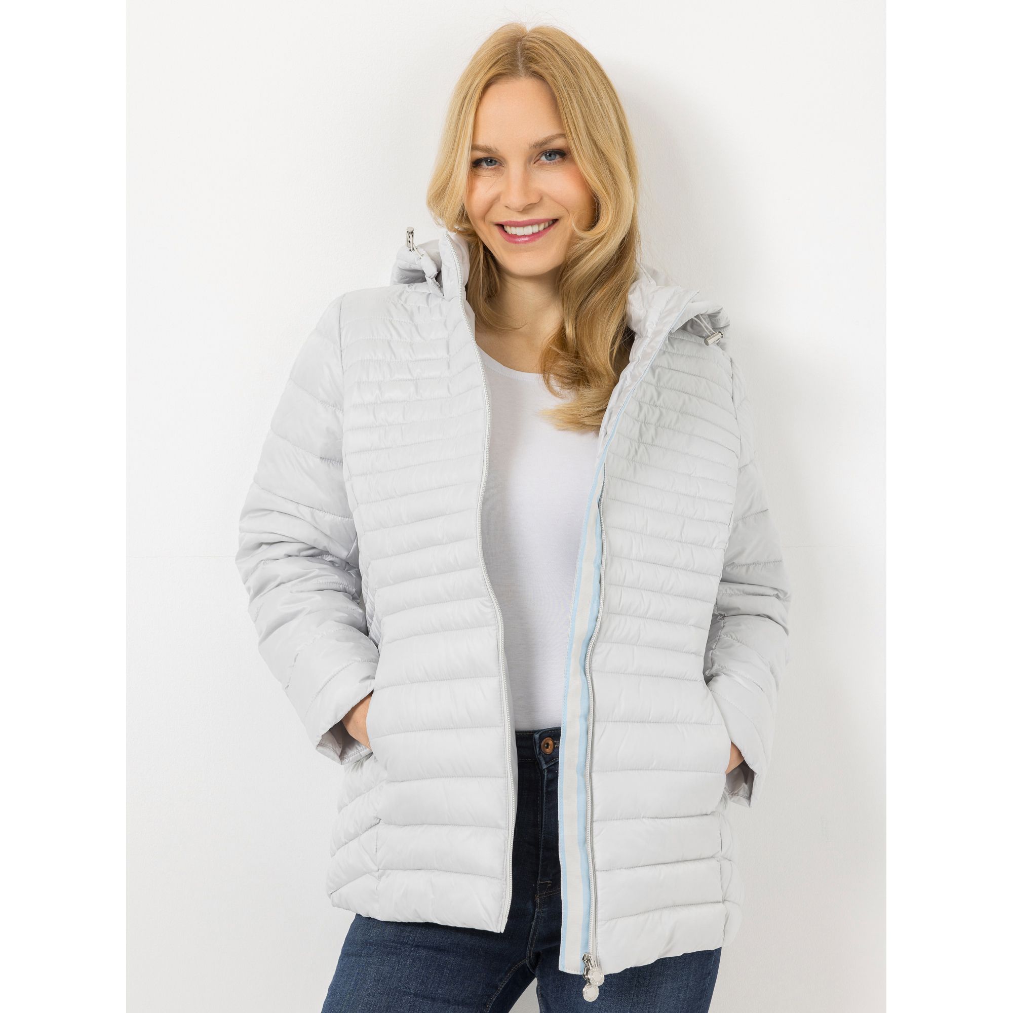 CENTIGRADE Steppjacke Stehkragen 2-Wege-Reißverschluss abnehmbare Kapuze