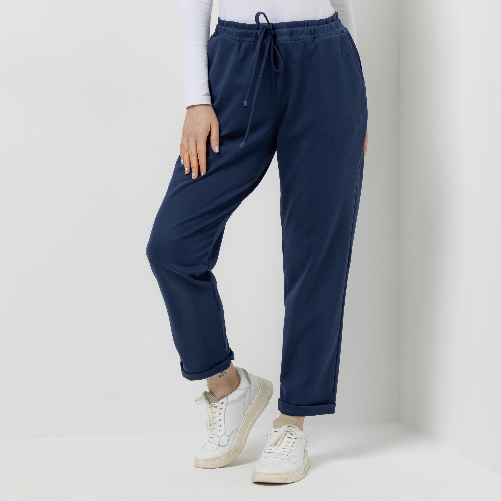 DENIM & CO. Hose, knöchellang Rundumdehnbund Umschlag am Saum Eingrifftaschen