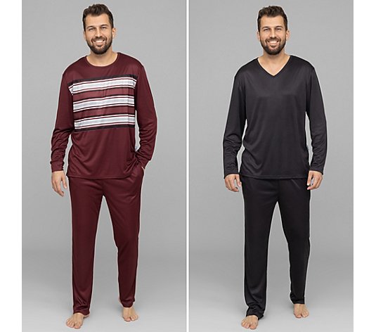 MEN'S TOUCH 2 Pyjama-Sets Mikrofaser 1x gestreift 1x uni