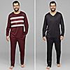 MEN'S TOUCH 2 Pyjama-Sets Mikrofaser 1x gestreift 1x uni