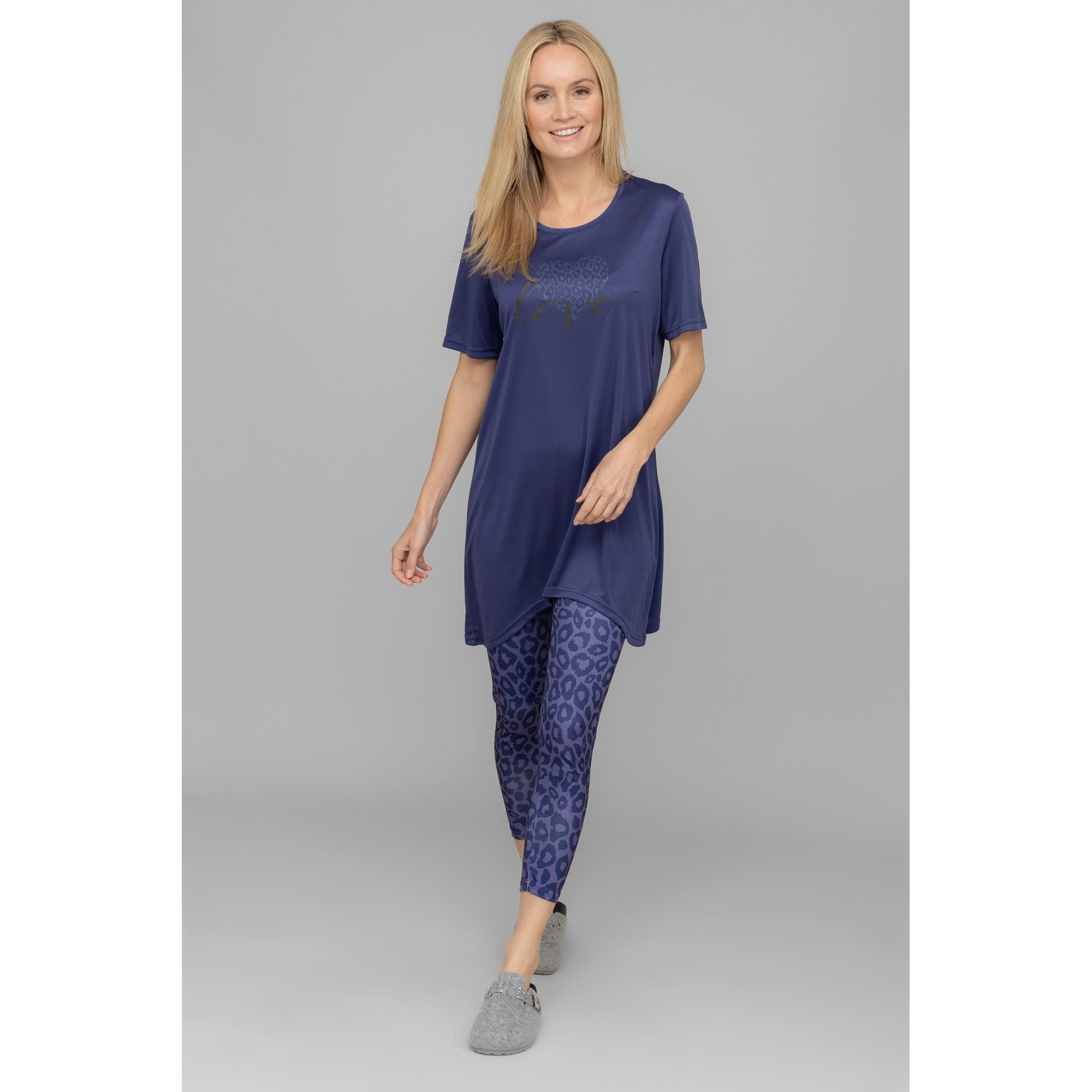 LITTLE ROSE Pyjama, 1/2-Arm Mikrofaser asymmetrischer Saum 1/1-Leggings