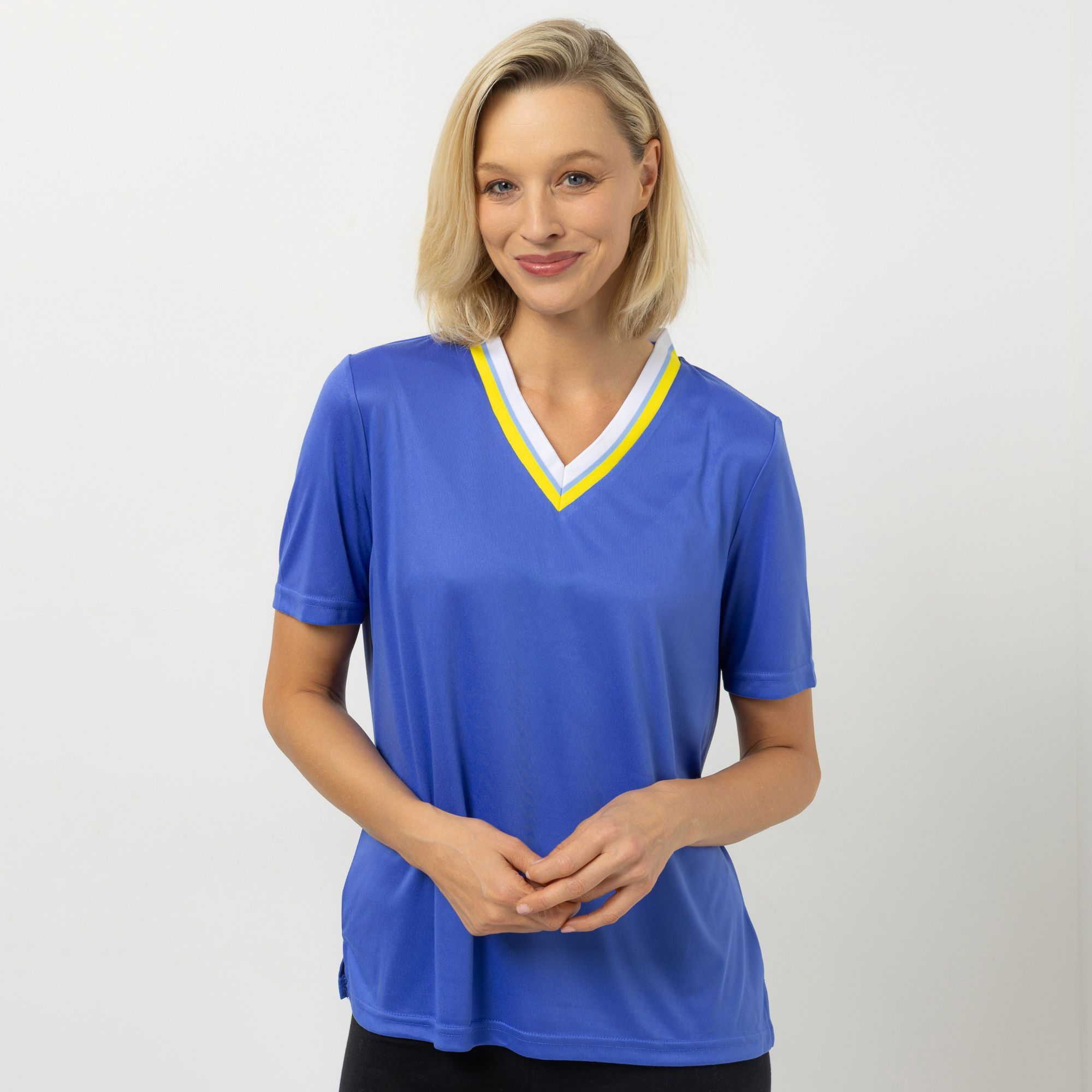 JERYMOOD HOMEWEAR Shirt, 1/2-Arm V-Ausschnitt gestreifte Blende Seitenschlitzen