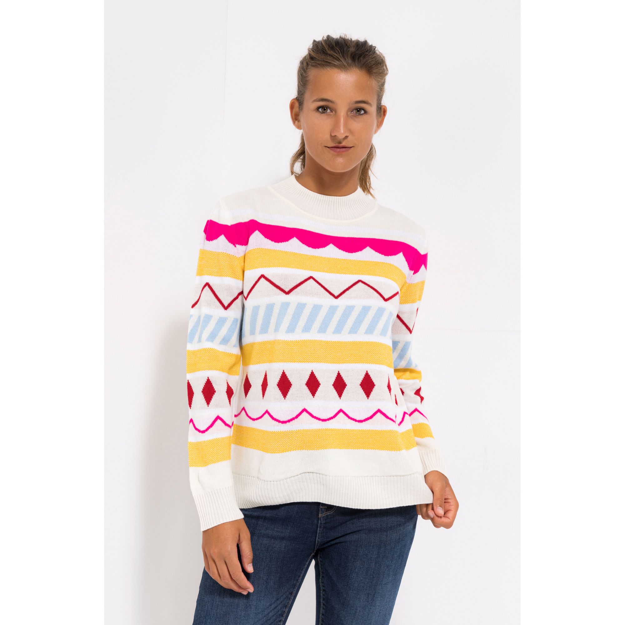 CASHMASOFT Pullover, 1/1-Arm Stehkragen Norwegian Jacquard figurumspielend