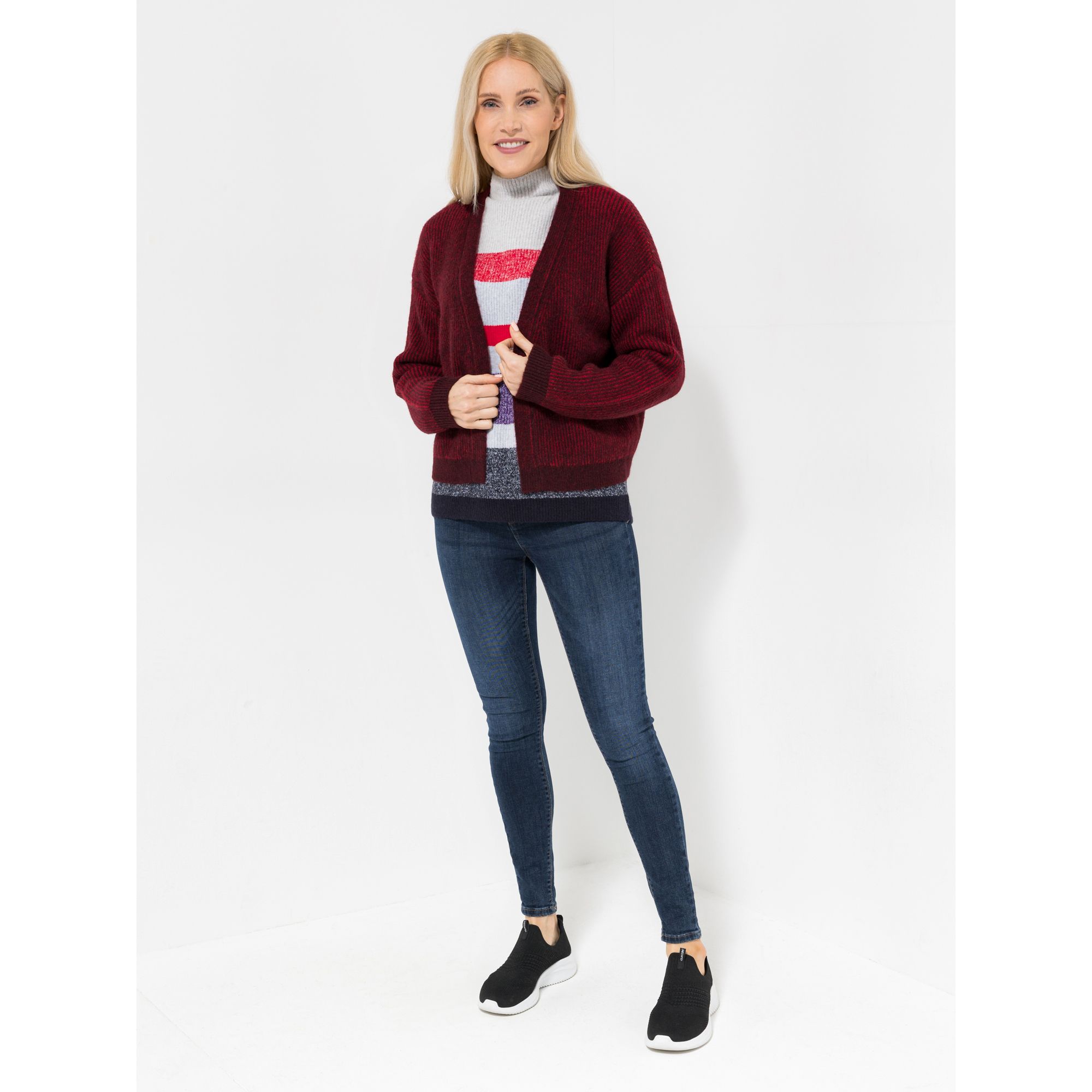 LOVELY SISTERS® Strickjacke 1/1-Arm offene Front Rippenstrick