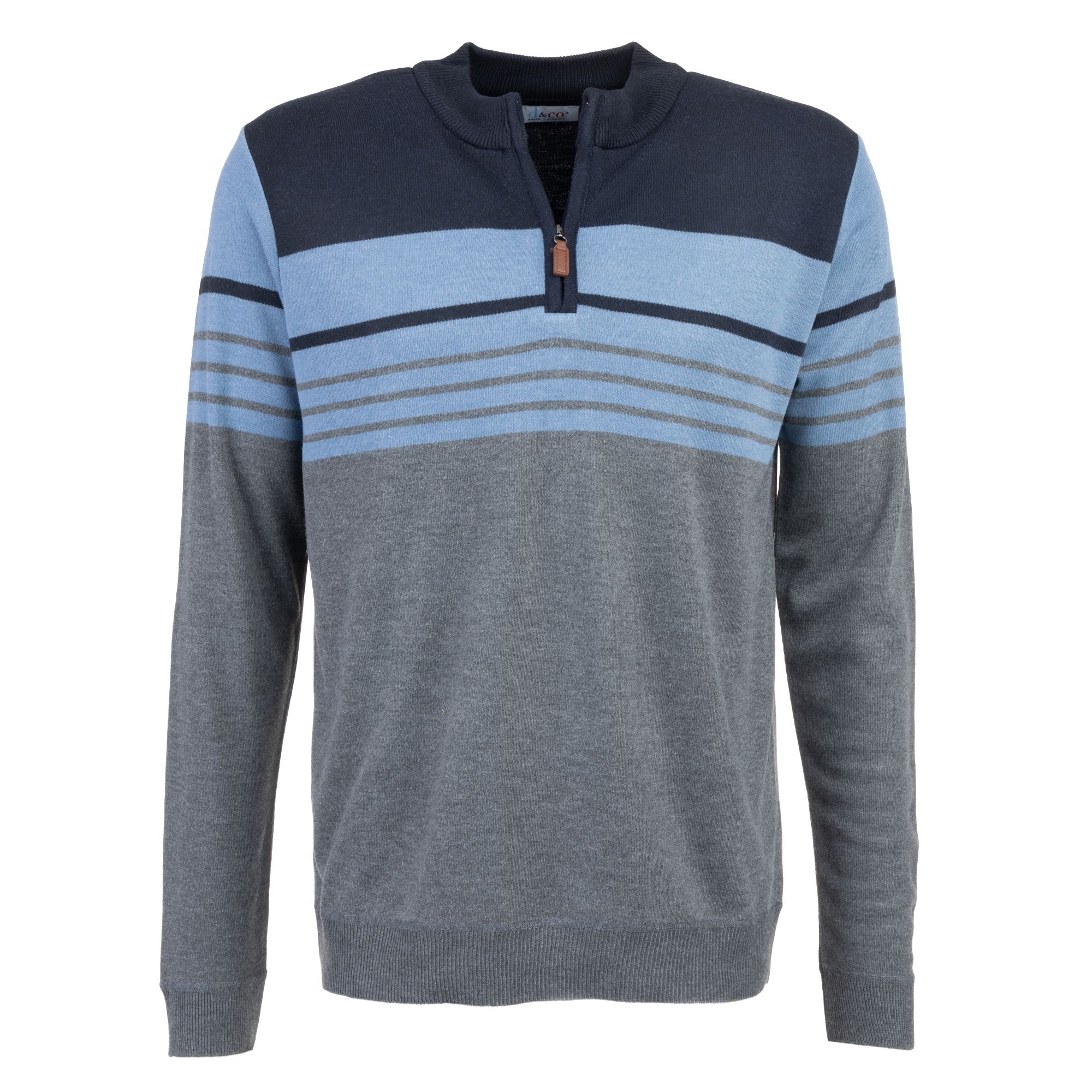 DENIM & CO. Herren Pullover Stehkragen Reißverschluss Multicolor