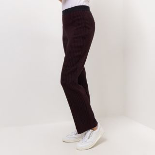 DENIM & CO. Hose, lange Form Rundumdehnbund Hahnentritt ausgestellter Saum