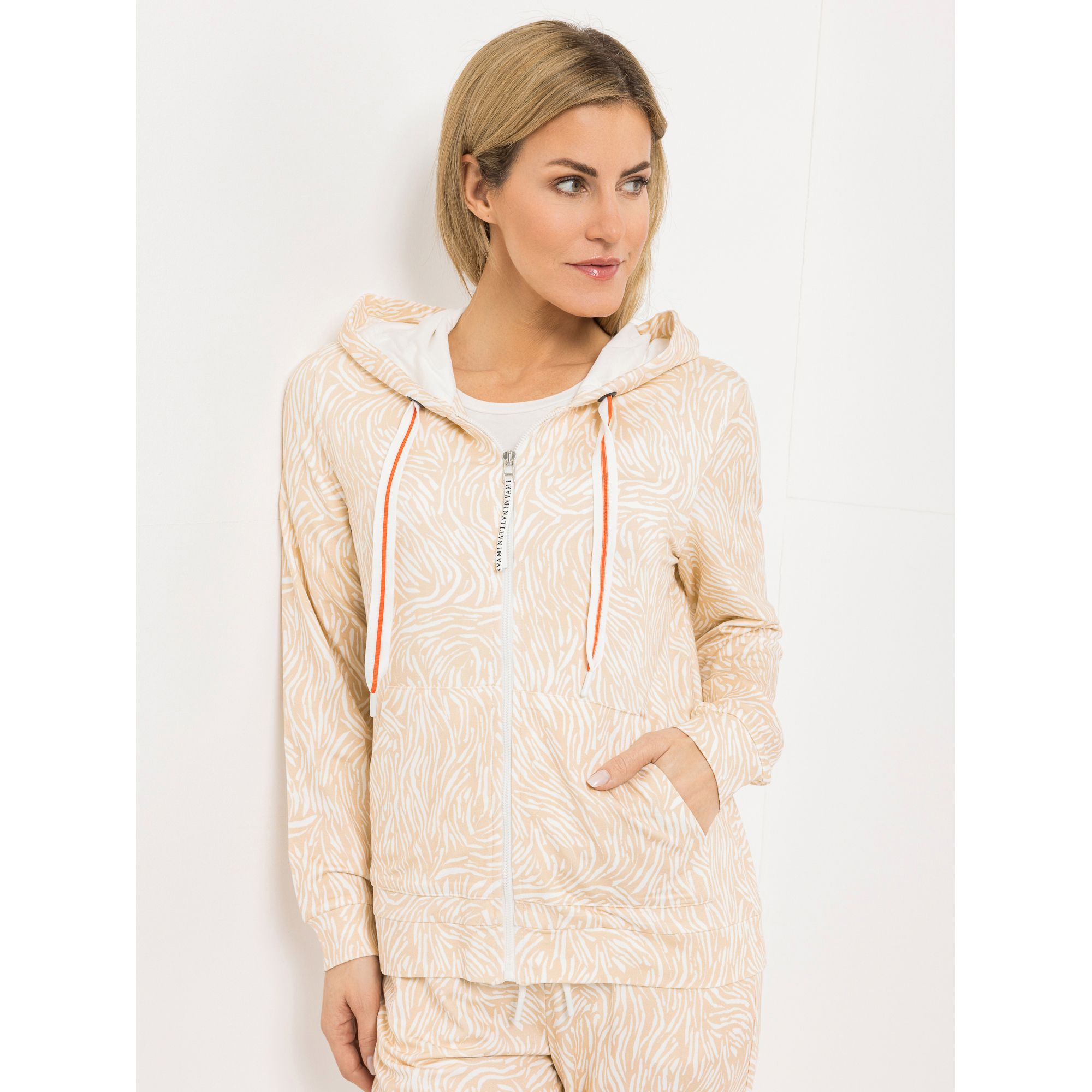 AMINATI® Sweatshirt, 1/1-Arm Kapuze Kängurutasche Zebra-Druck