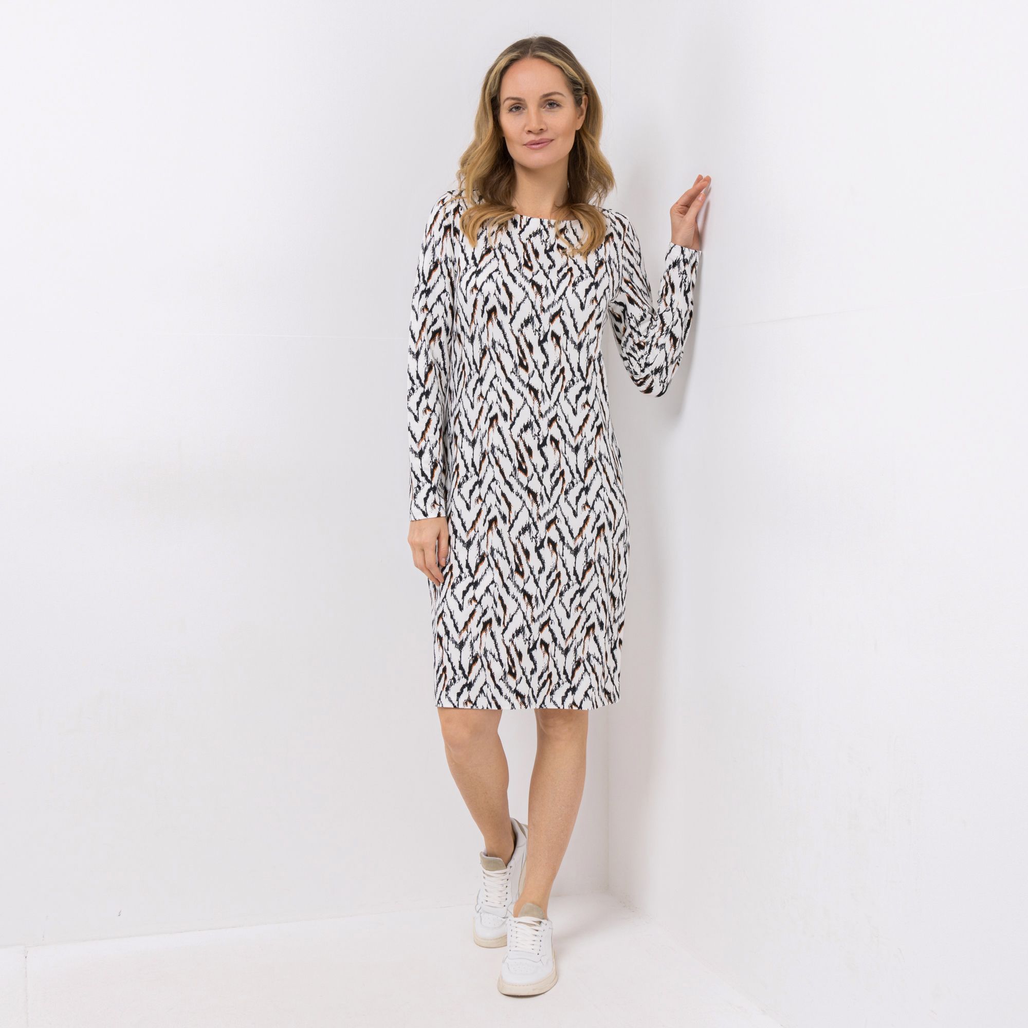 AMINATI® Kleid, 1/1 Arm U-Boot Ausschnitt Allover-Druck hoher Viskoseanteil