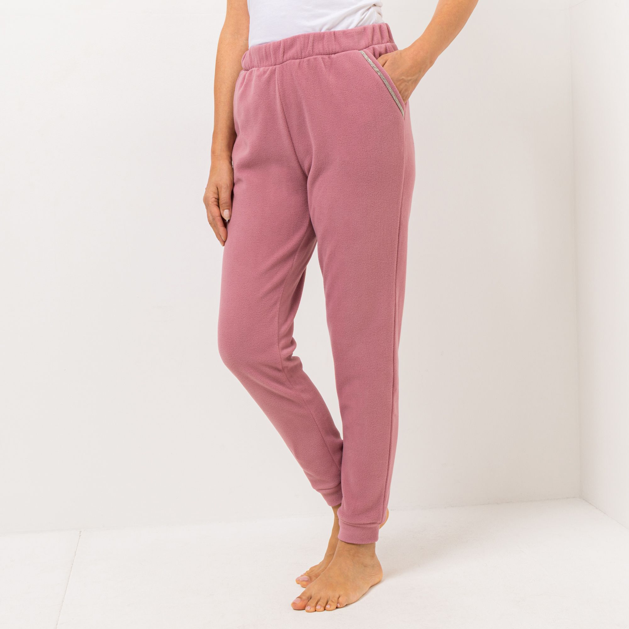 POLARSTERN HOMEWEAR Hose Mikrofaser Fleece Seitentaschen mit Glitzerdetails