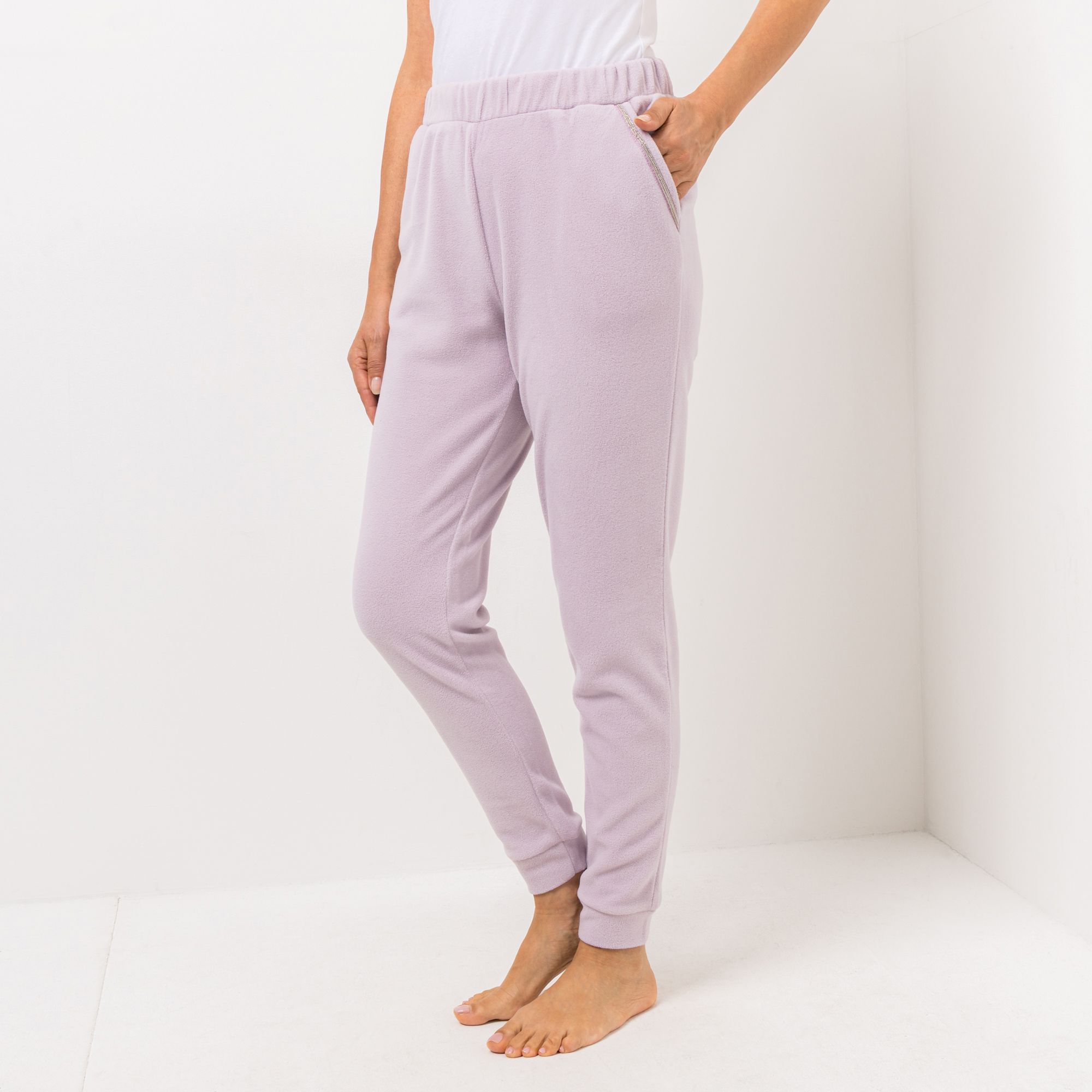 POLARSTERN HOMEWEAR Hose Mikrofaser Fleece Seitentaschen mit Glitzerdetails
