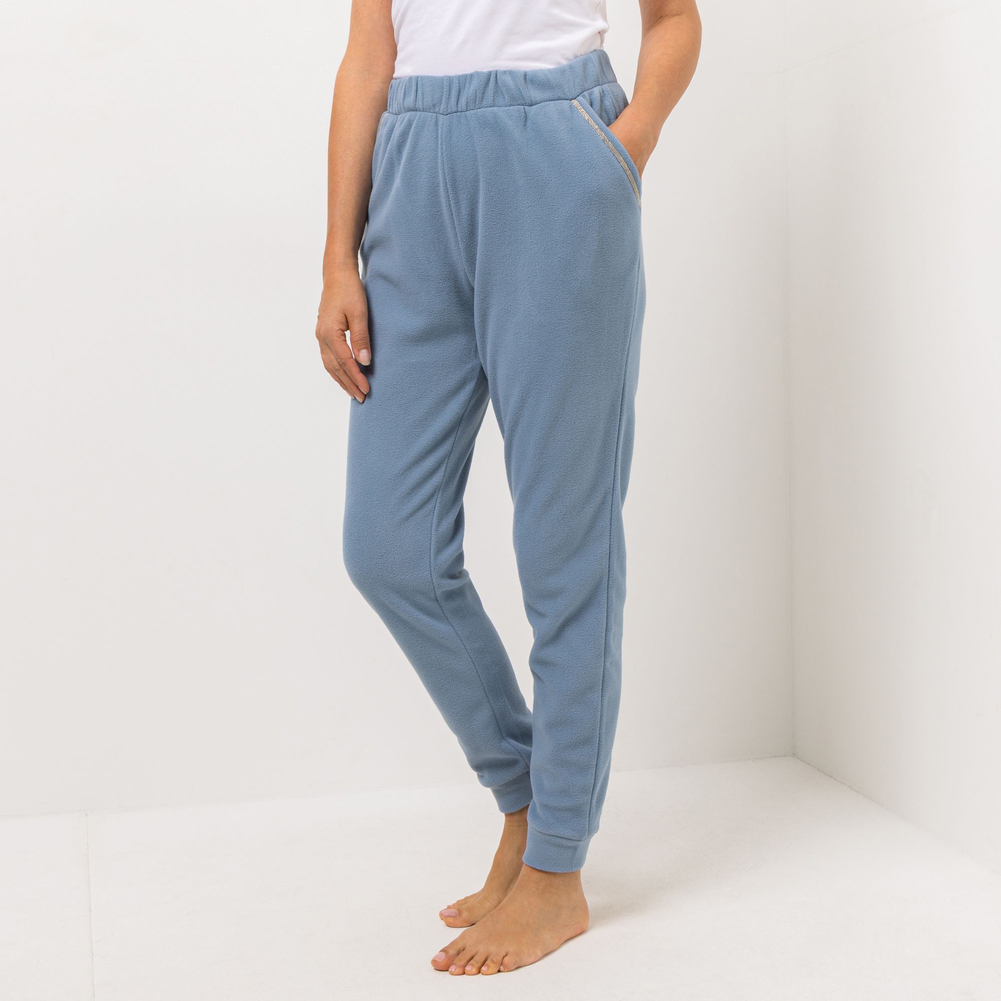 POLARSTERN HOMEWEAR Hose Mikrofaser Fleece Seitentaschen mit Glitzerdetails