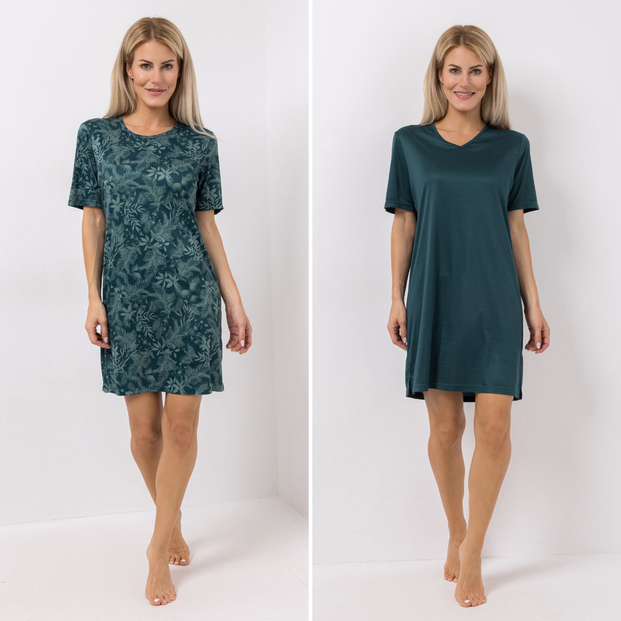 JERYMOOD 2 Bigshirts, 1/2-Arm Mikrofaser 1x bedruckt 1x uni