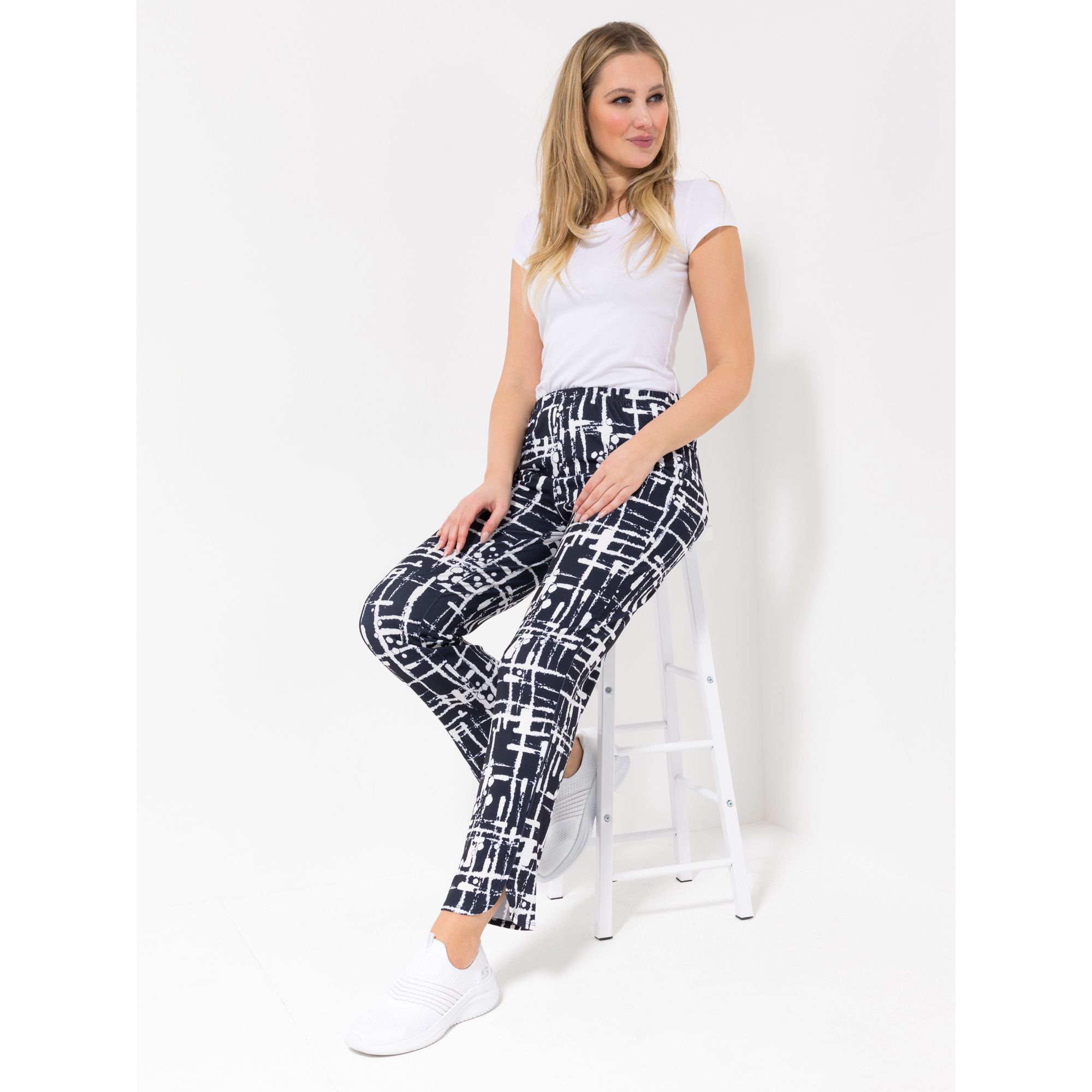 IN-PRINT Hose knöchellang gerade Form grafischer Druck