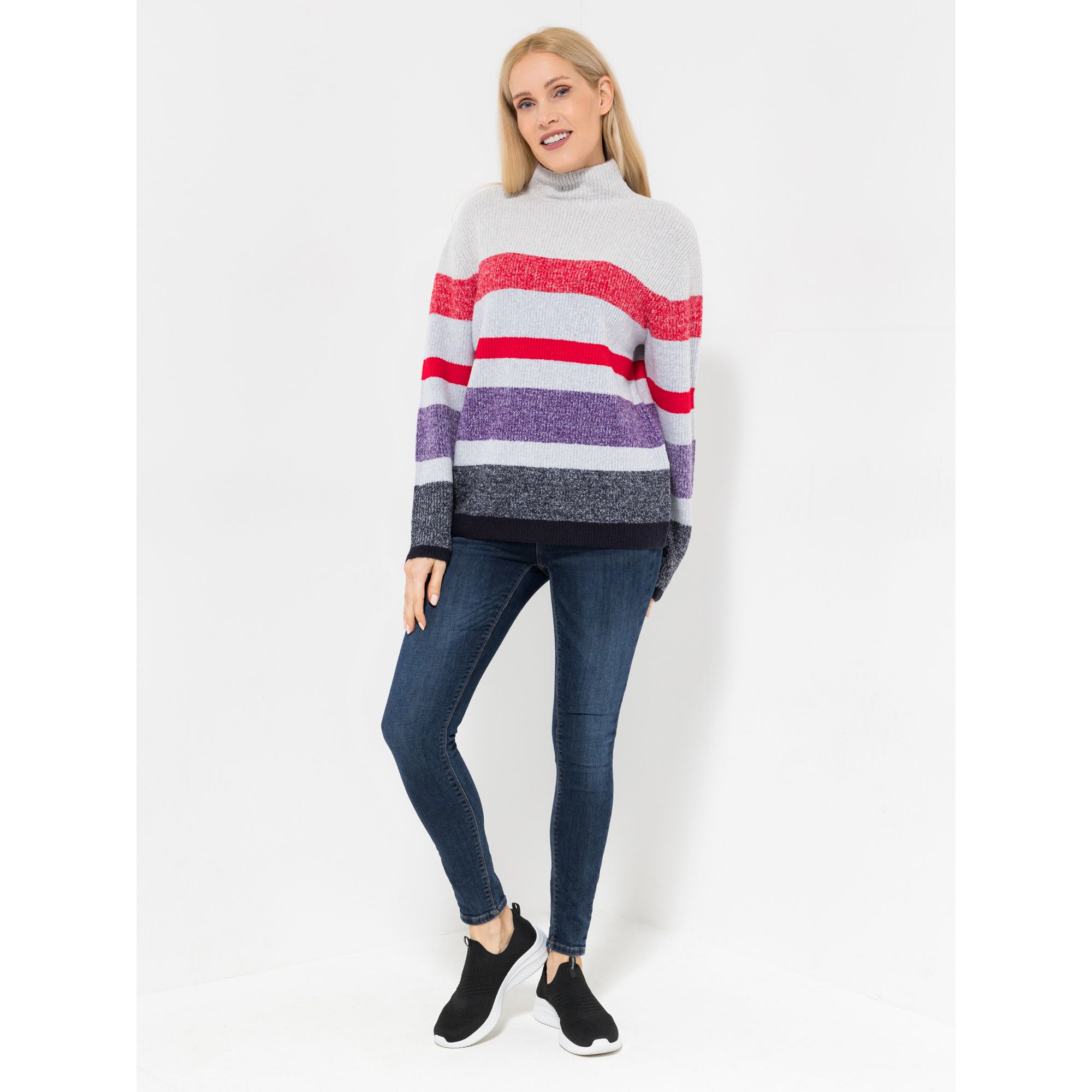 LOVELY SISTERS® Pullover 1/1-Arm Stehkragen gestreift