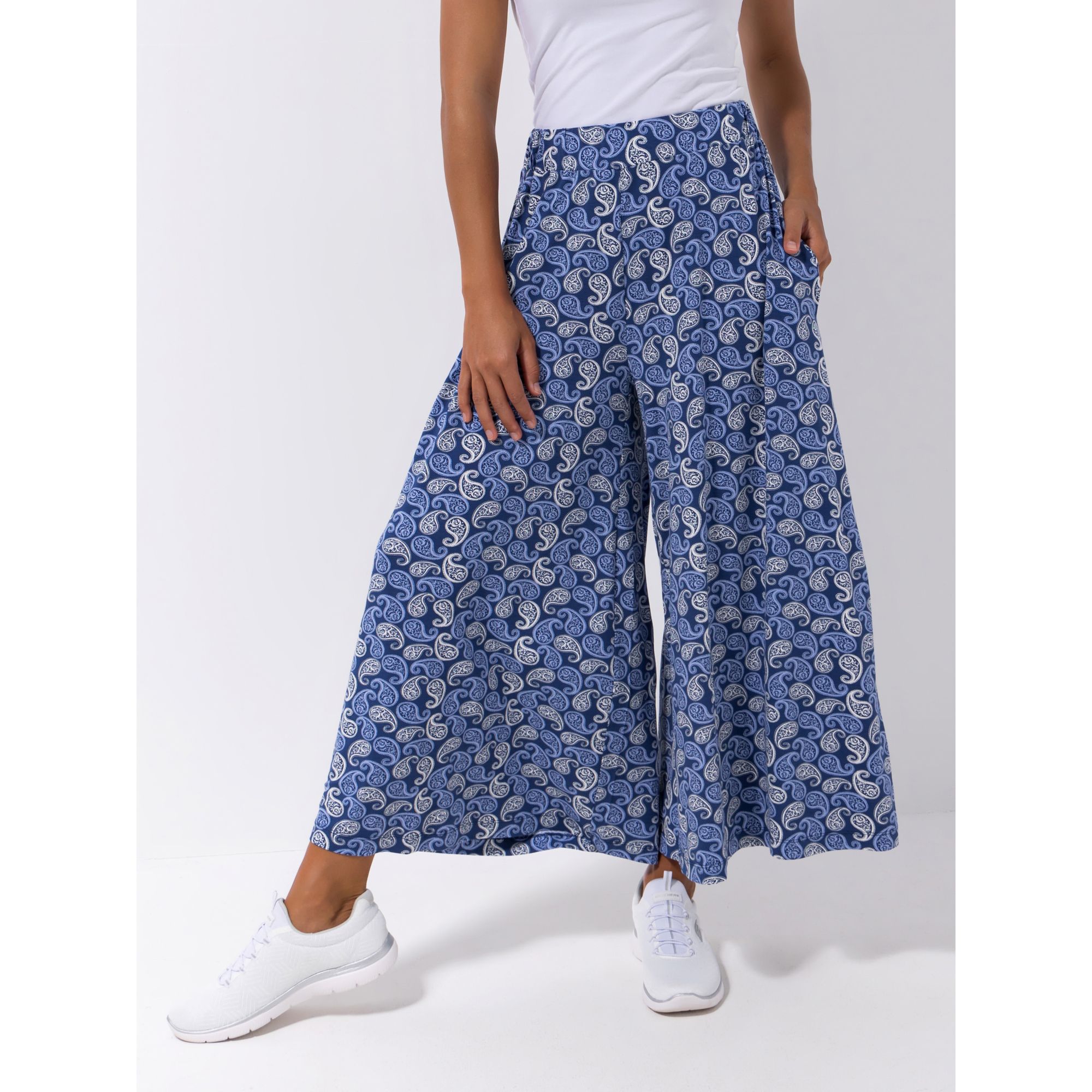 DENIM & CO. Hosenrock, 7/8-Länge sehr weites Bein Allover Print Rundumdehnbund