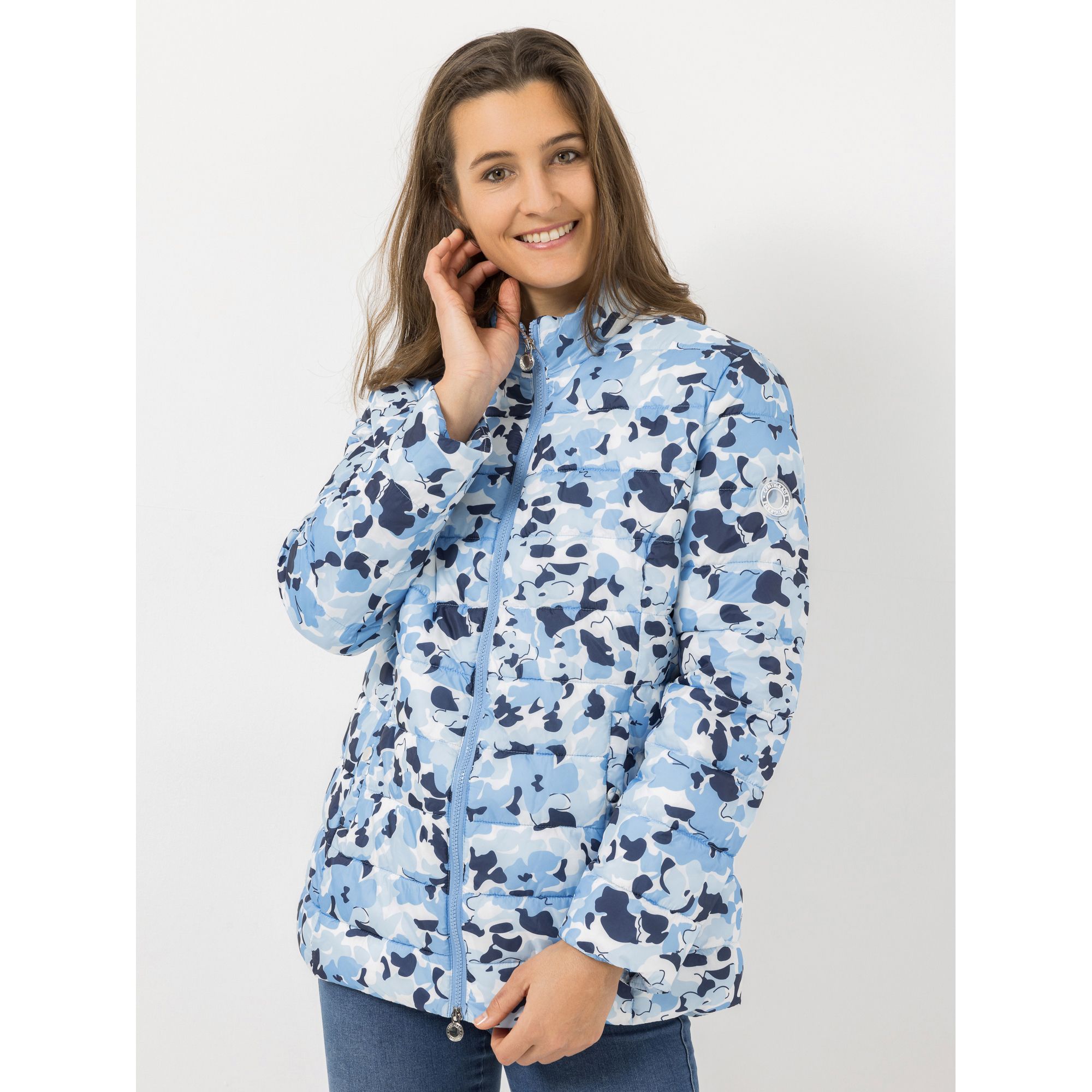 CENTIGRADE Steppjacke Stehkragen 2-Wege-Reißverschluss Allover-Druck