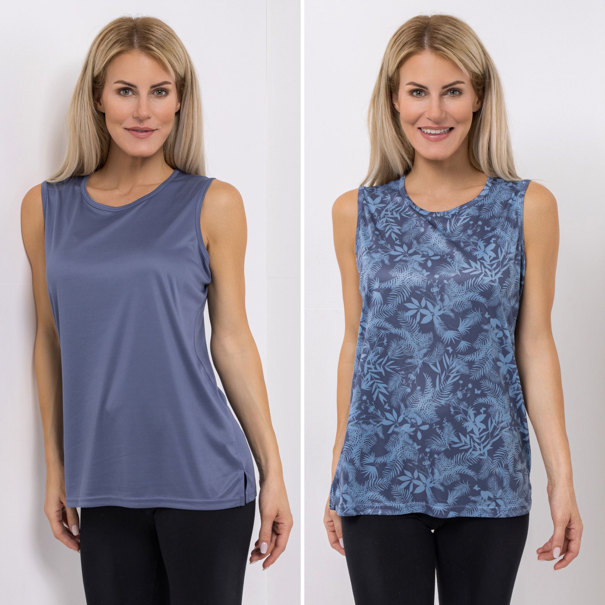 JERYMOOD 2 Tops, ohne Arm Mikrofaser 1x uni 1x bedruckt