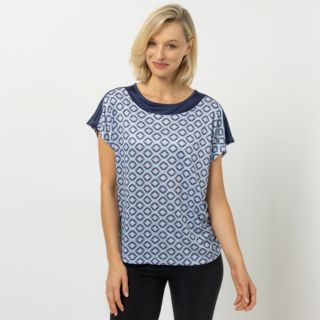 JERYMOOD HOMEWEAR Shirt, 1/4-Arm Rundhalsausschnitt Seitenschlitzen Kontrasteinsatz