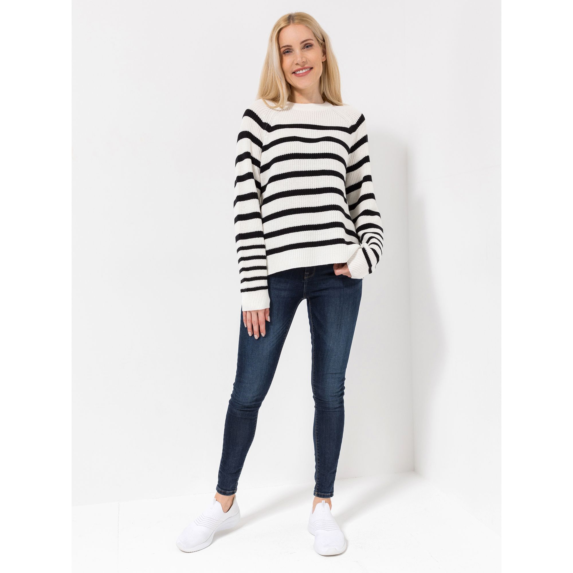 LOVELY SISTERS® Pullover, 1/1-Arm Rundhalsausschnitt Seitenschlitze gestreift