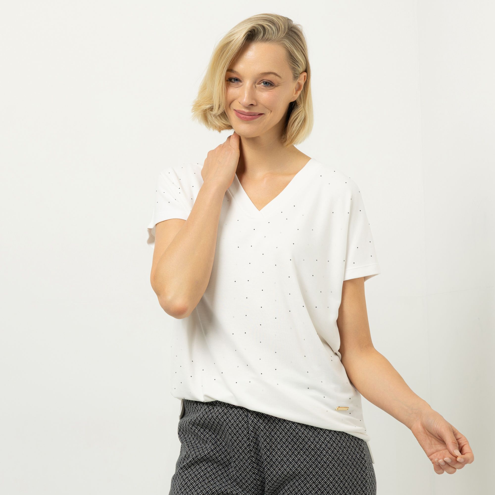 AMINATI® Shirt, 1/2-Arm V-Ausschnitt angeschnittene Ärmel Seitenschlitze