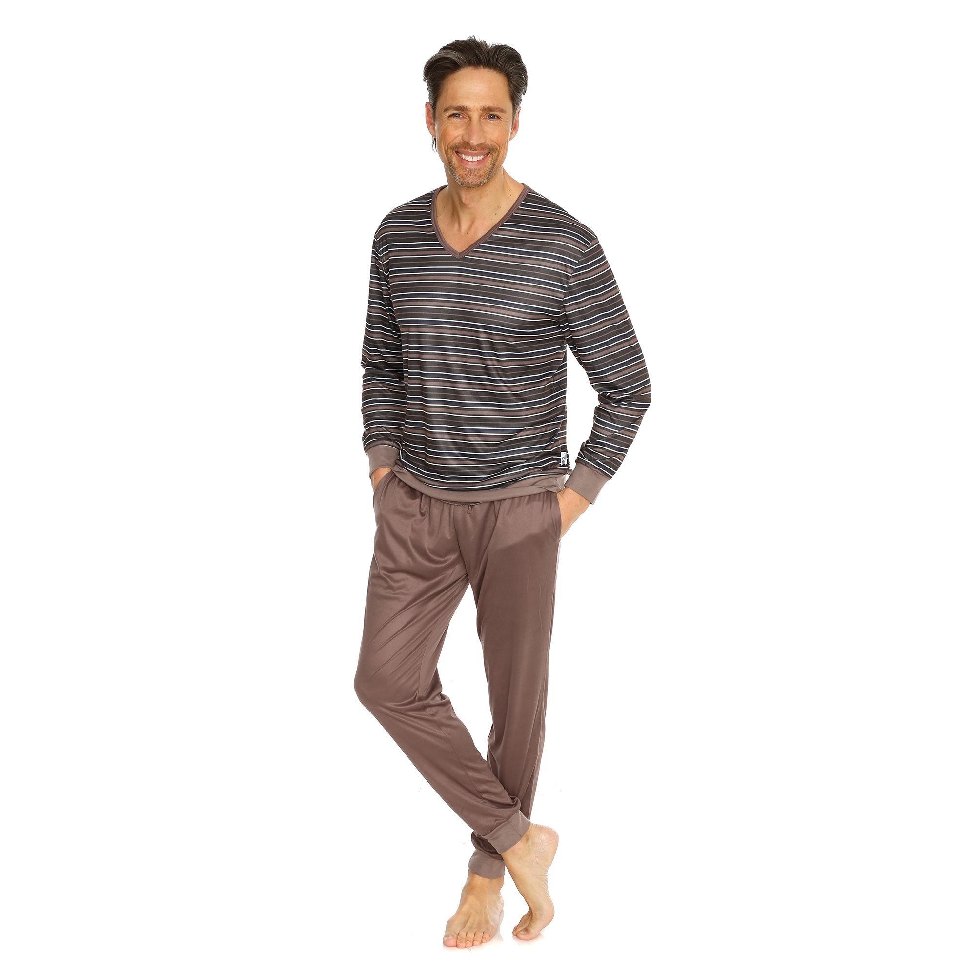 MEN'S TOUCH Pyjama 1/1-Arm Mikrofaser gestreift - QVC.de