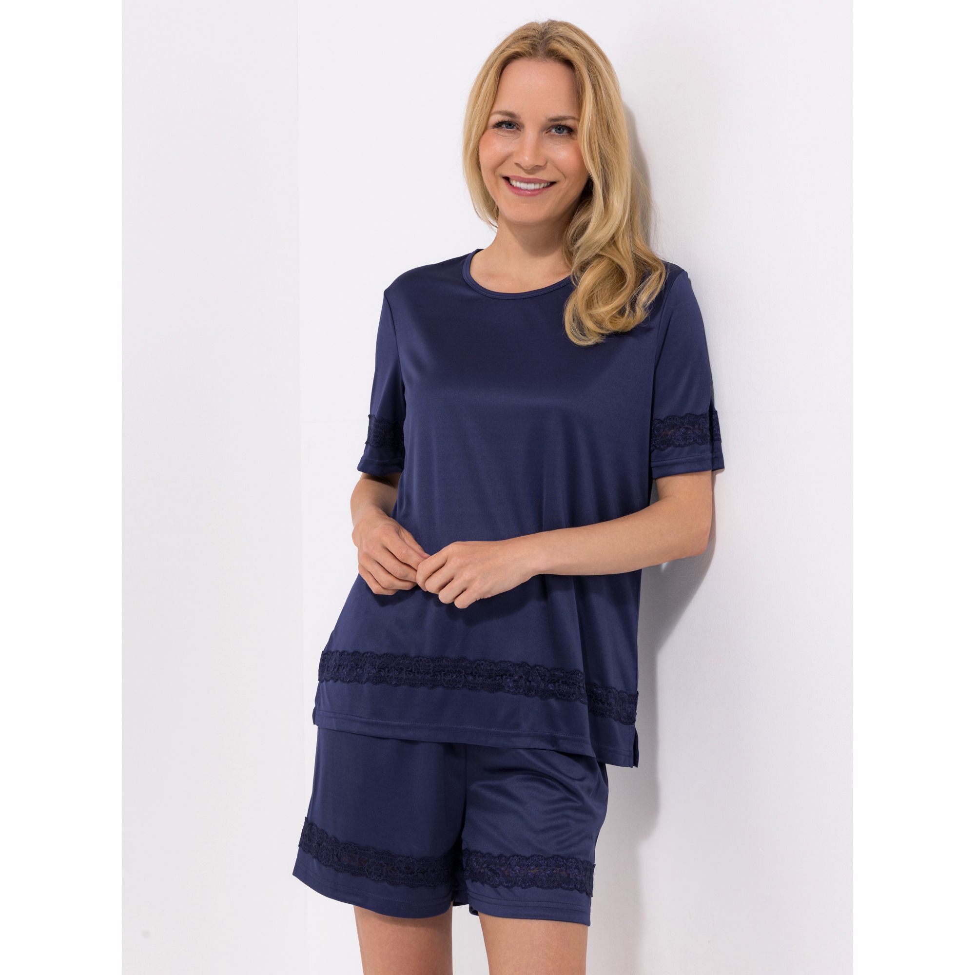 LITTLE ROSE Pyjama, 1/2-Arm Shorty Mikrofaser Rundhalsausschnitt