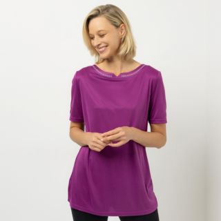 JERYMOOD HOMEWEAR Longshirt, 1/2-Arm Rundhalsausschnitt Ziernieten Seitenschlitzen