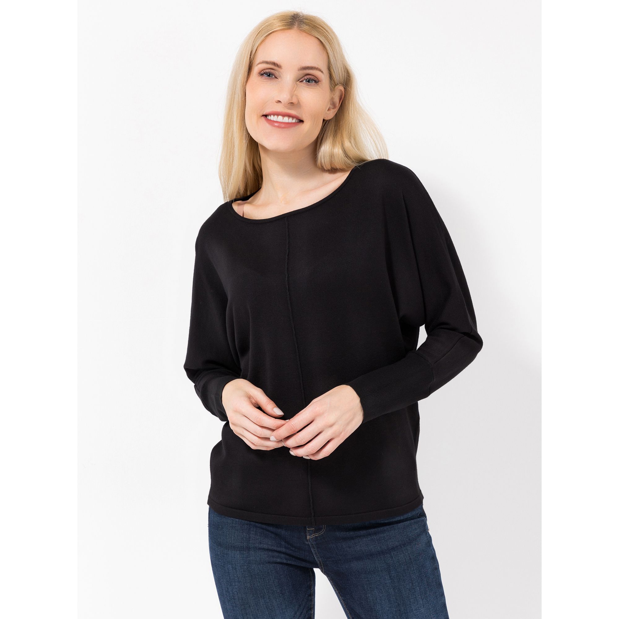 LOVELY SISTERS® Pullover 1/1-Arm Rundhalsauschnitt Fledermausärmel