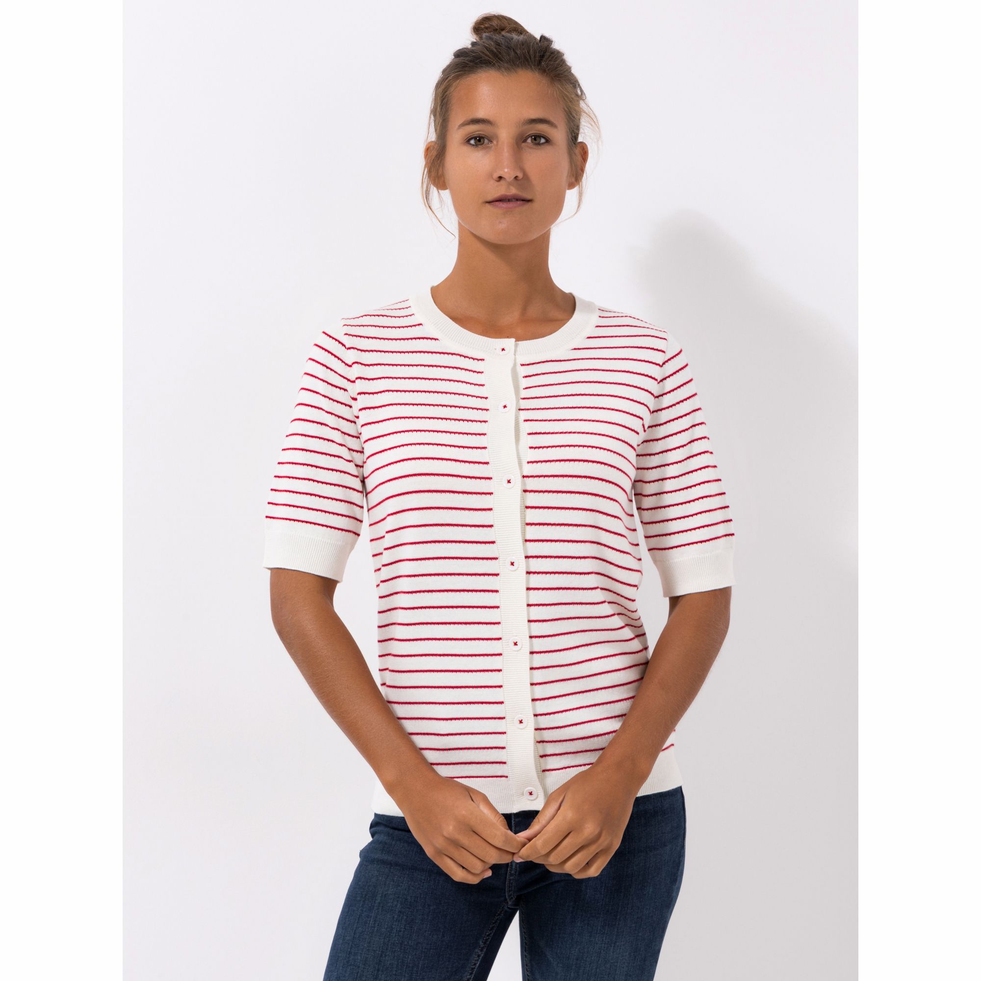 VIA MILANO Cardigan langer 1/2-Arm Knopfleiste figurumspielend