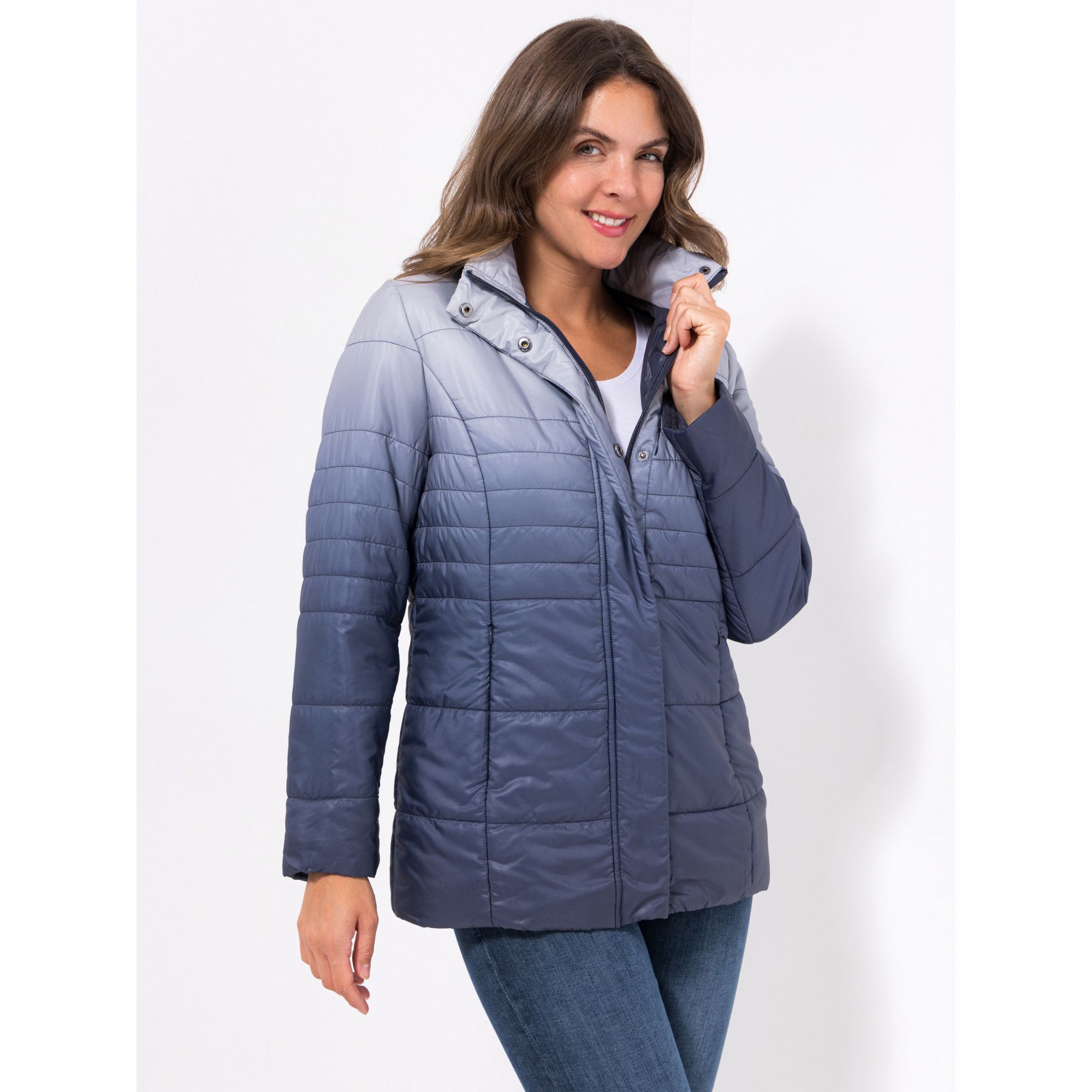 CENTIGRADE Steppjacke Stehkragen 2-Wege-Zipper Farbverlauf