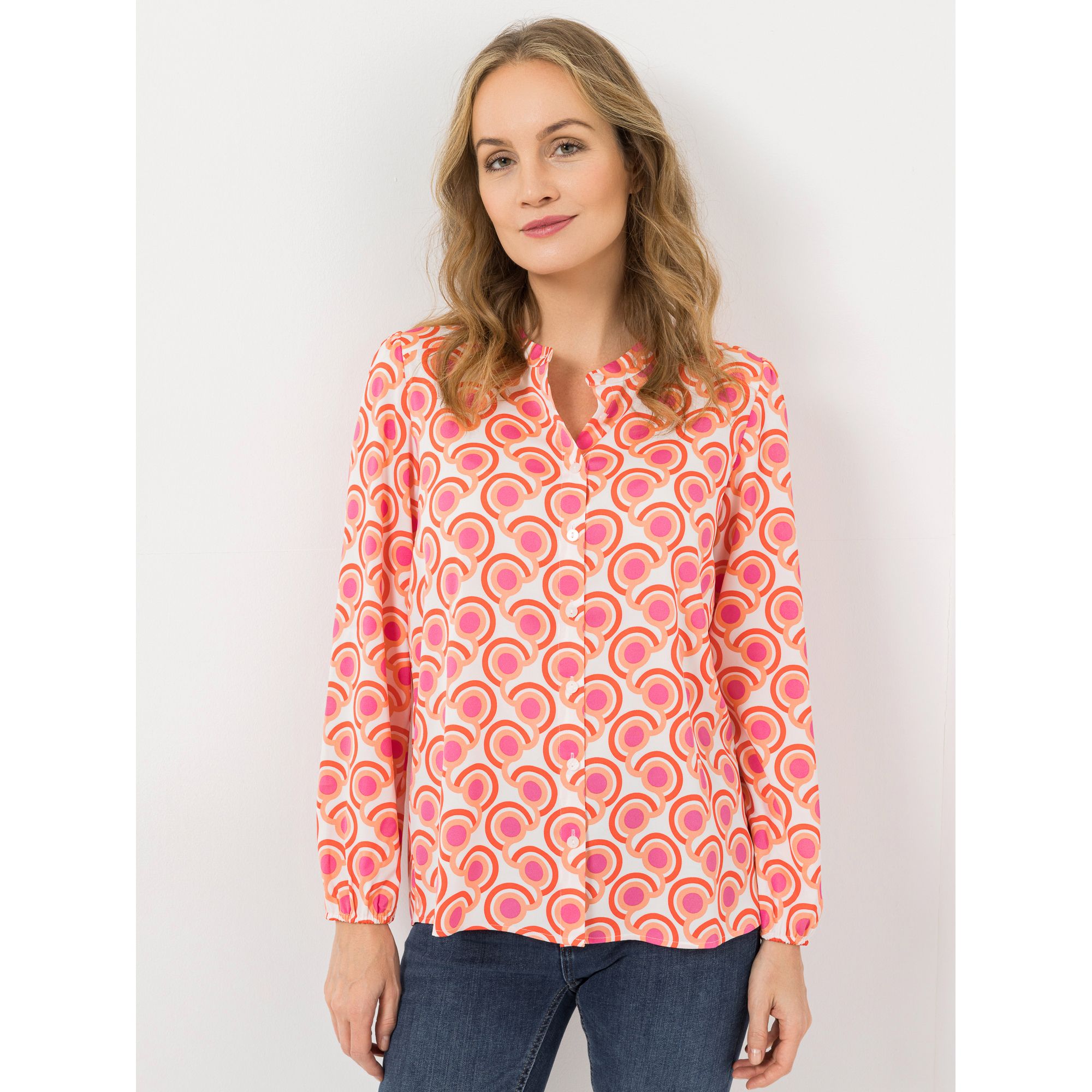 VIA MILANO Bluse, 1/1-Arm Stehkragen Bündchen am Ärmel figurumspielend