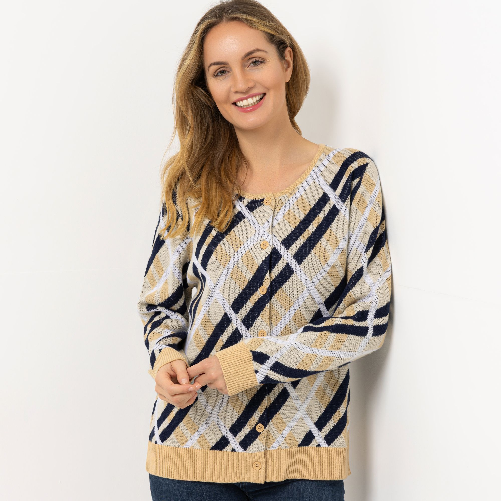 CASHMASOFT Cardigan, 1/1-Arm Rundhalsausschnitt Knopfleiste Cashmeregriff