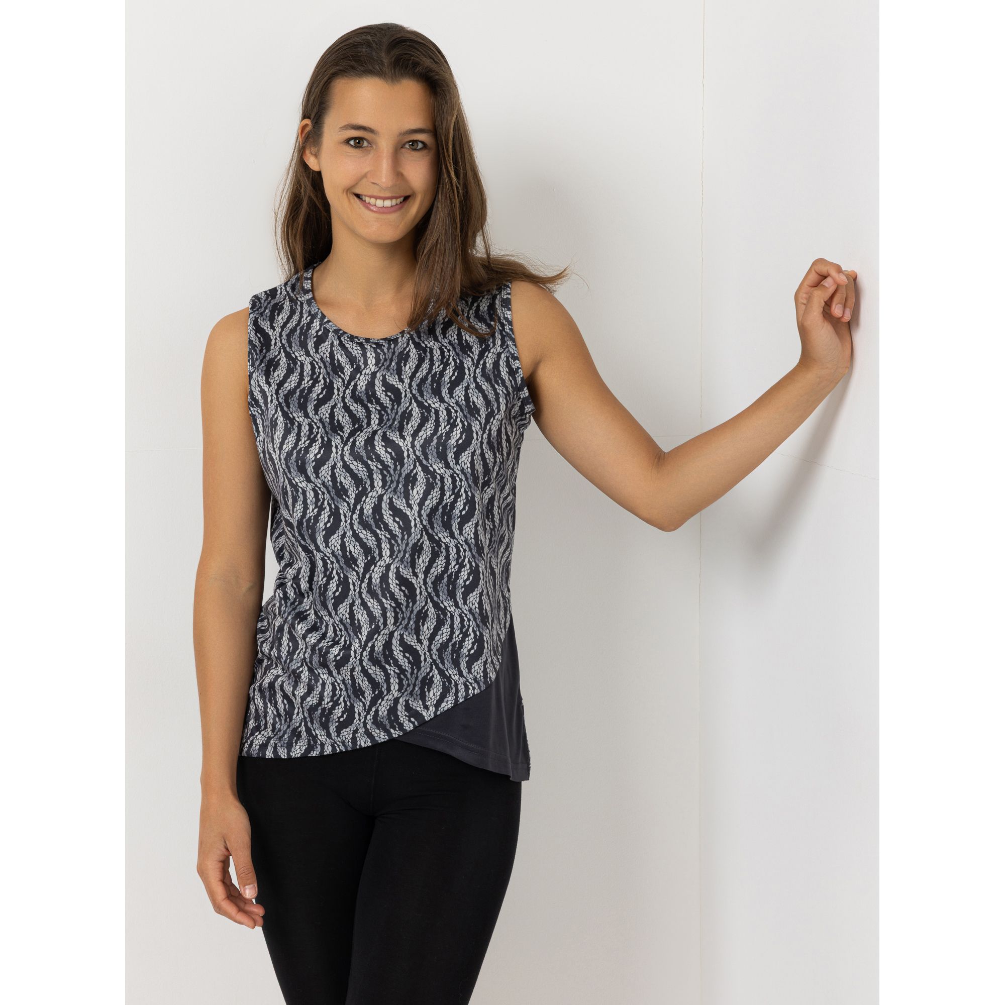JERYMOOD HOMEWEAR Top, ohne Arm Mikrofaser Rundhalsausschnitt mit Kontrastdetail
