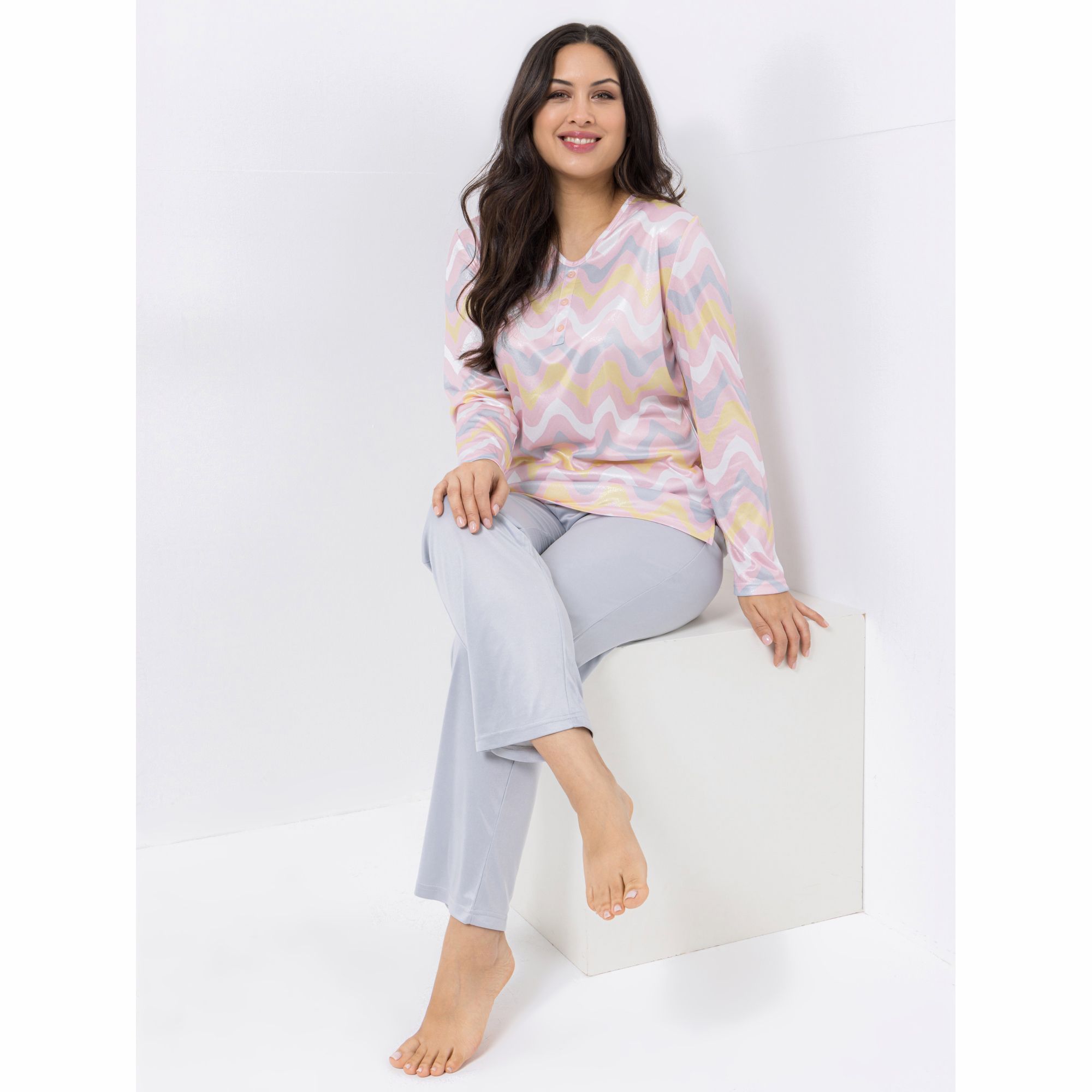 LITTLE ROSE Pyjama-Set Mikrofaser Shirt, 1/1-Arm Hosen, 1/1-Länge