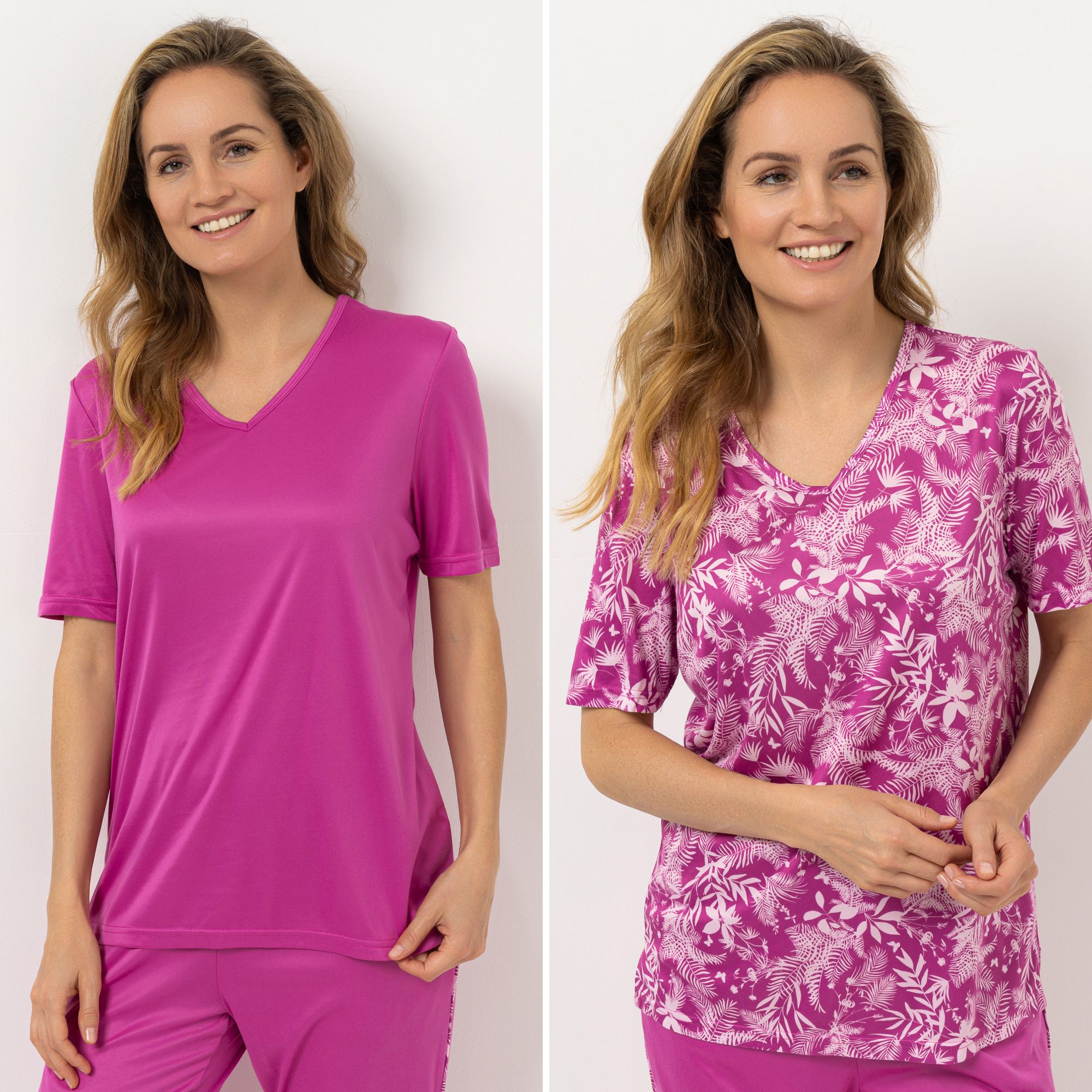 JERYMOOD 2 Shirts, 1/2-Arm Mikrofaser 1x uni 1x bedruckt