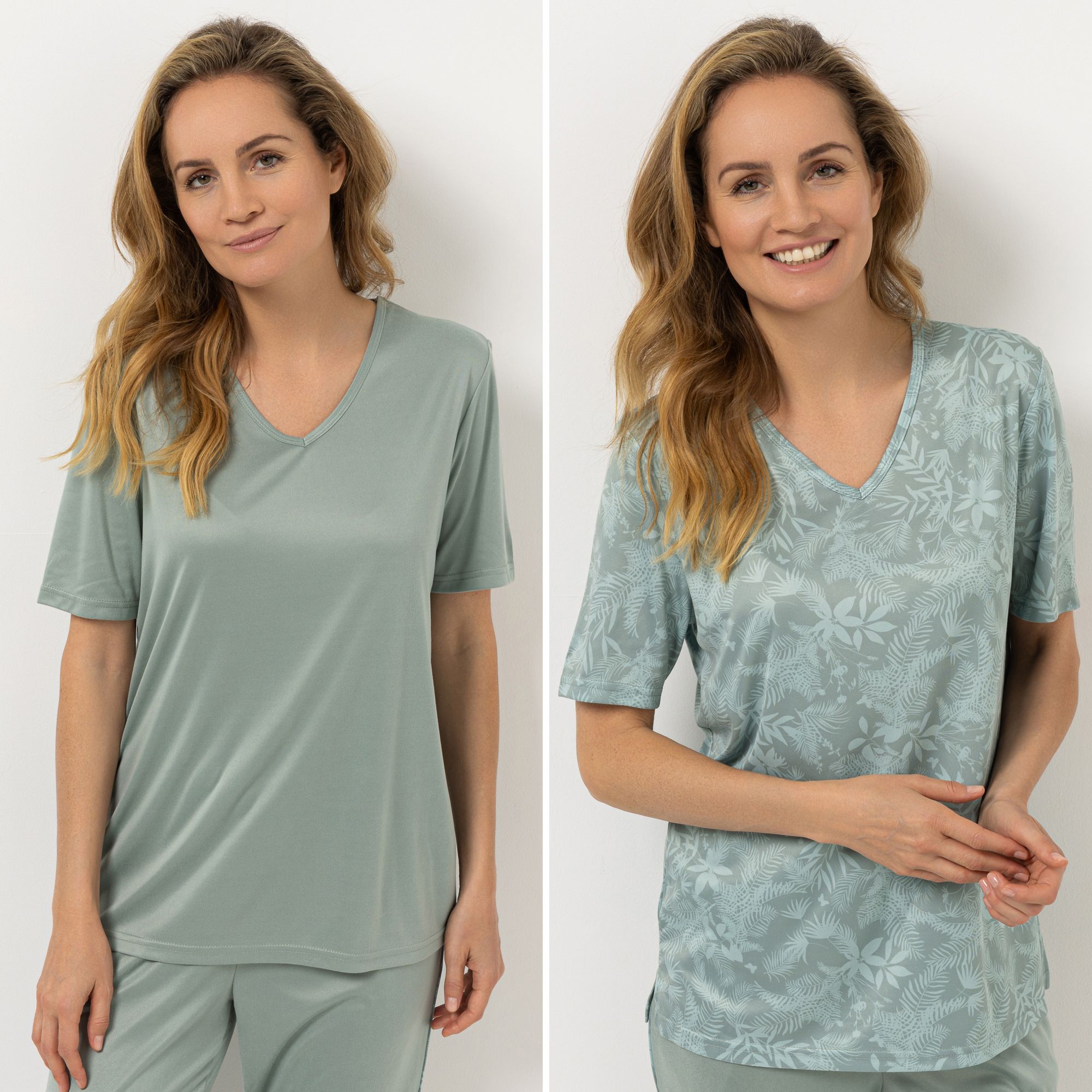 JERYMOOD 2 Shirts, 1/2-Arm Mikrofaser 1x uni 1x bedruckt