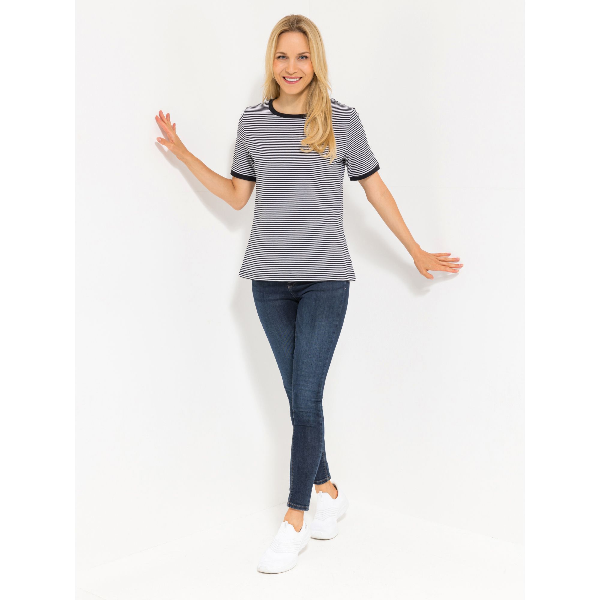 DENIM & CO. Shirt, 1/2-Arm Rundhalsausschnitt figurumspielend