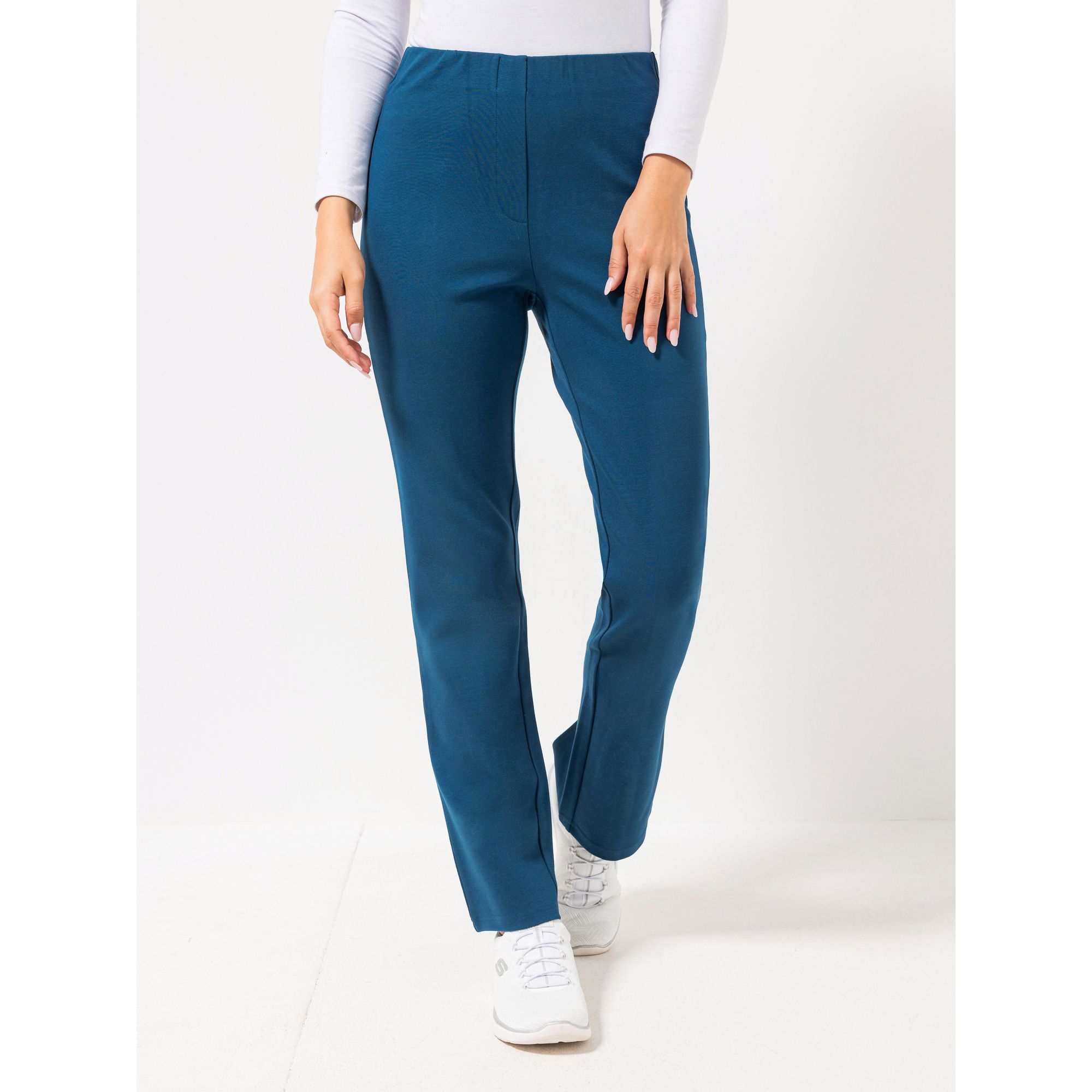 VIA MILANO Hose, 1/1-Länge Rundumdehnbund gerades Bein Schlitz