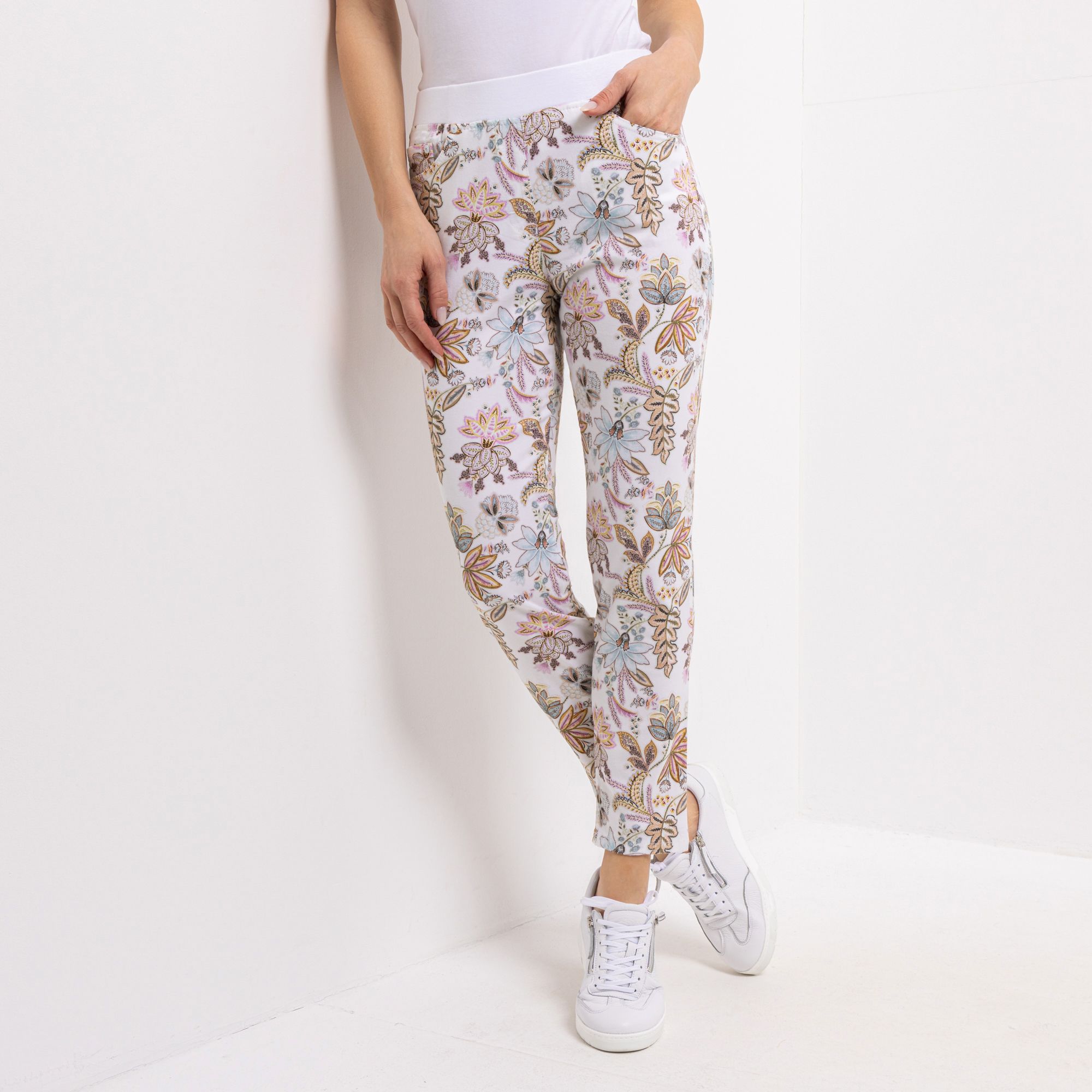 RAPHAELA BY BRAX Hose Pamina 6/8 5-Pocket-Style Rundumdehnbund Allover-Druck