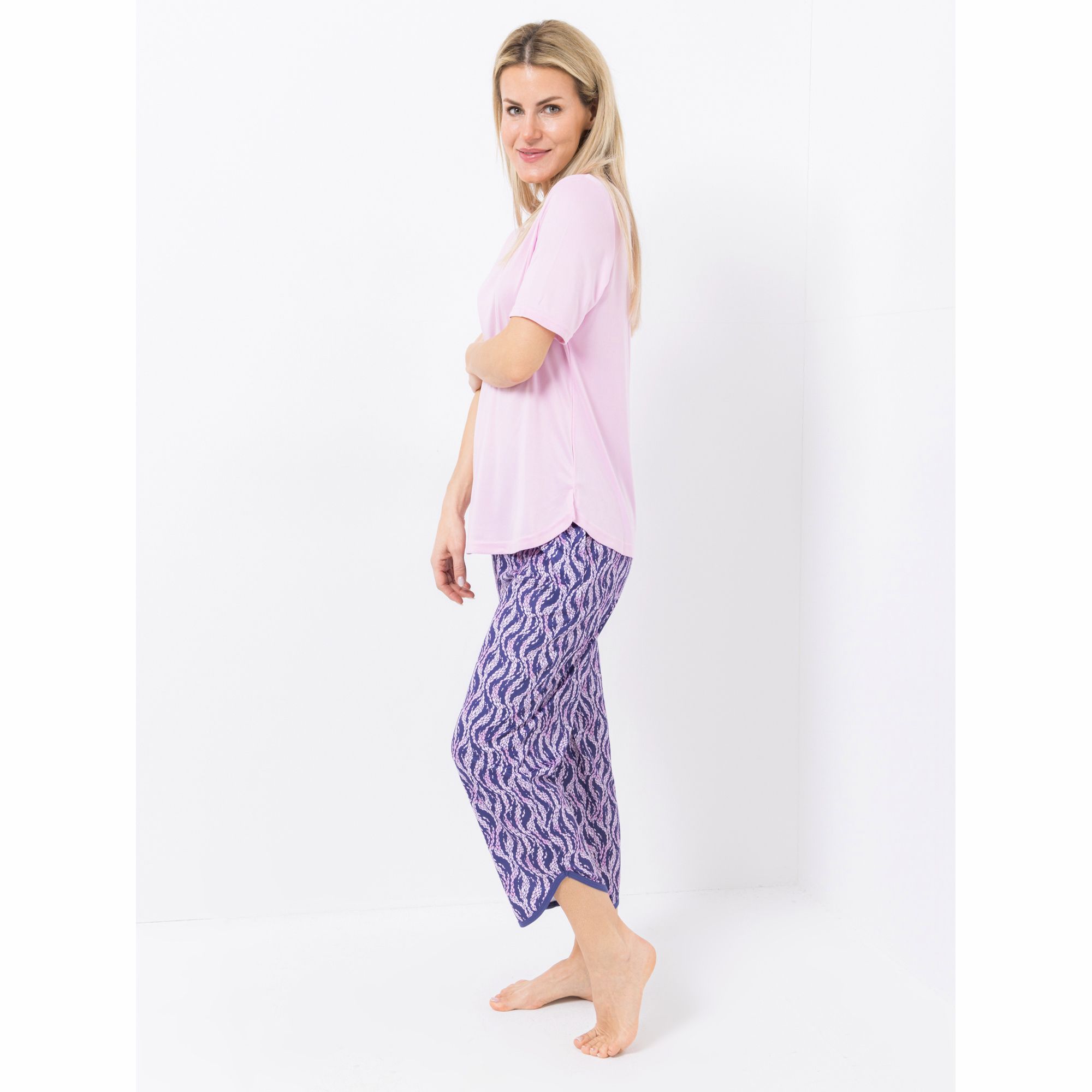 JERYMOOD HOMEWEAR Pyjama-Set, 1/2-Arm 7/8-Hose Kontrastdetails mit Seitentaschen
