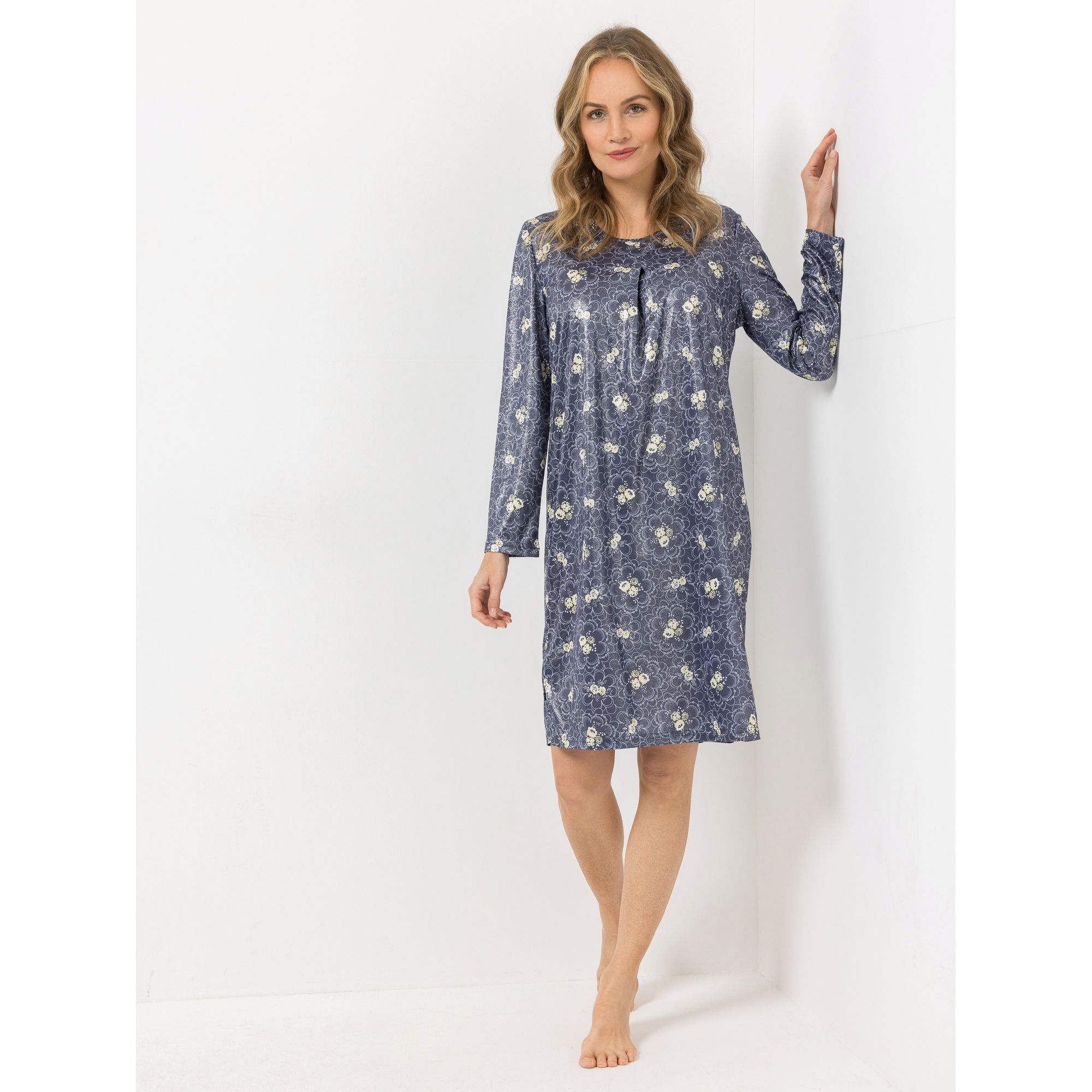 LITTLE ROSE Nachthemd, 1/1-Arm Mikrofaser Rundhalsausschnitt knieumspielend