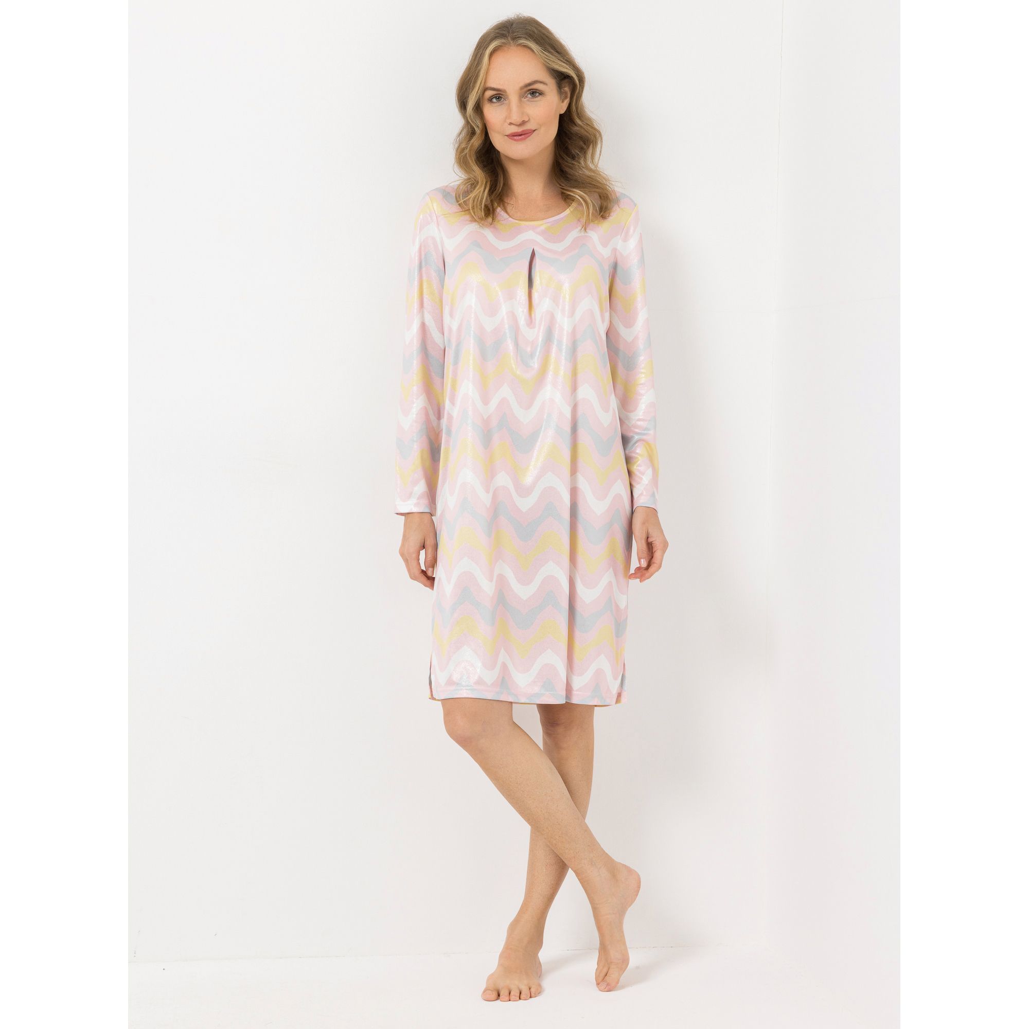 LITTLE ROSE Nachthemd, 1/1-Arm Mikrofaser Rundhalsausschnitt knieumspielend