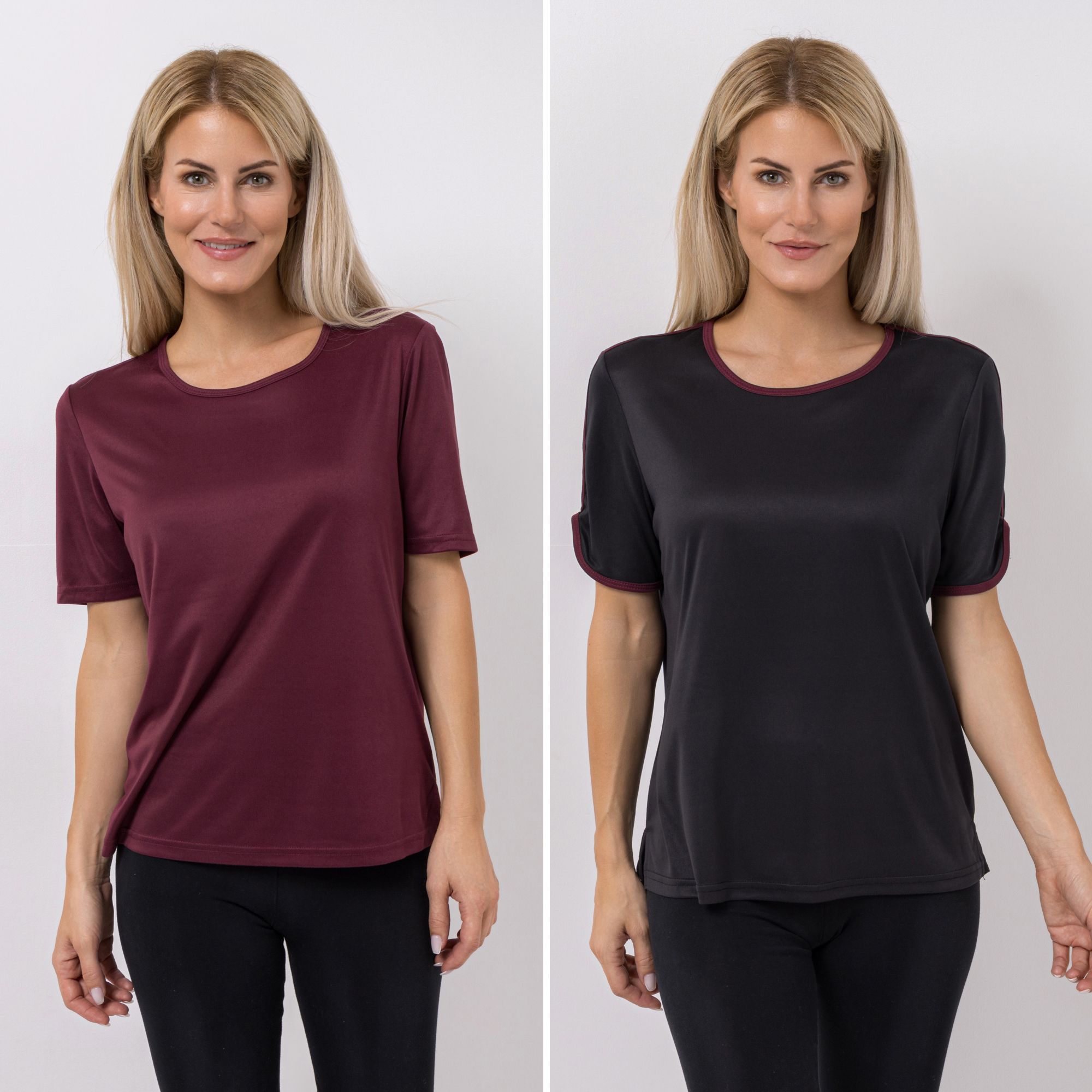 JERYMOOD 2 Shirts, 1/2-Arm Mikrofaser Rundhalsausschnitt Streifendetails